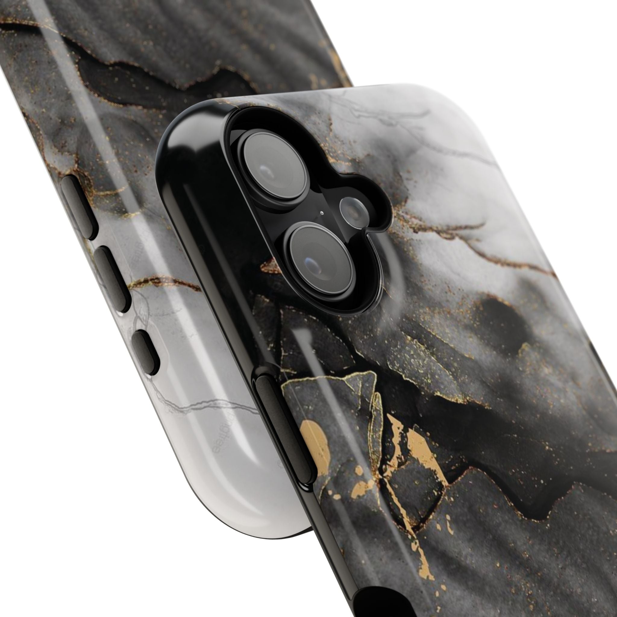 White Noir Marble Gold Foil Magnetic Phone Cases (Minimal)