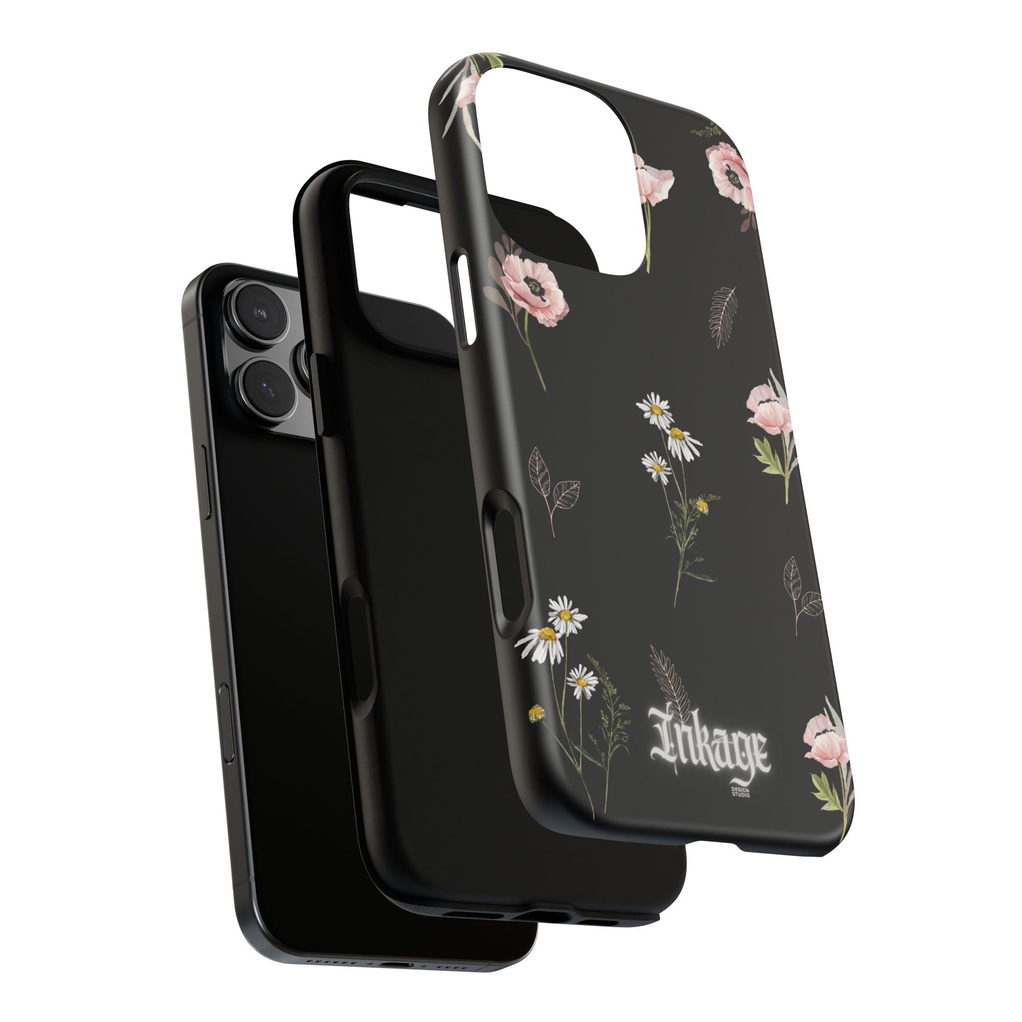 Elegant Black Floral Tough Phone Cases (Minimal)