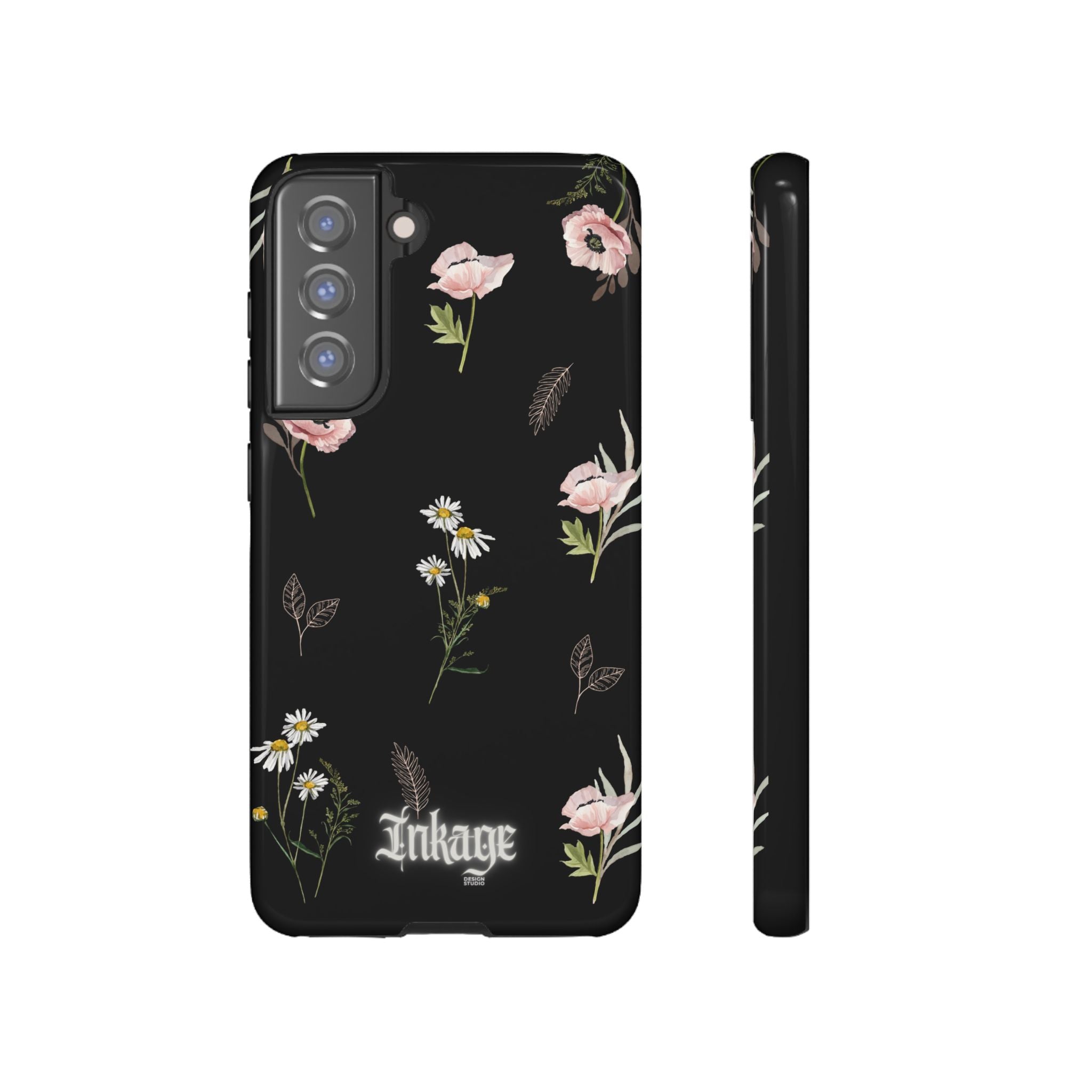 Elegant Black Floral Tough Phone Cases (Minimal)