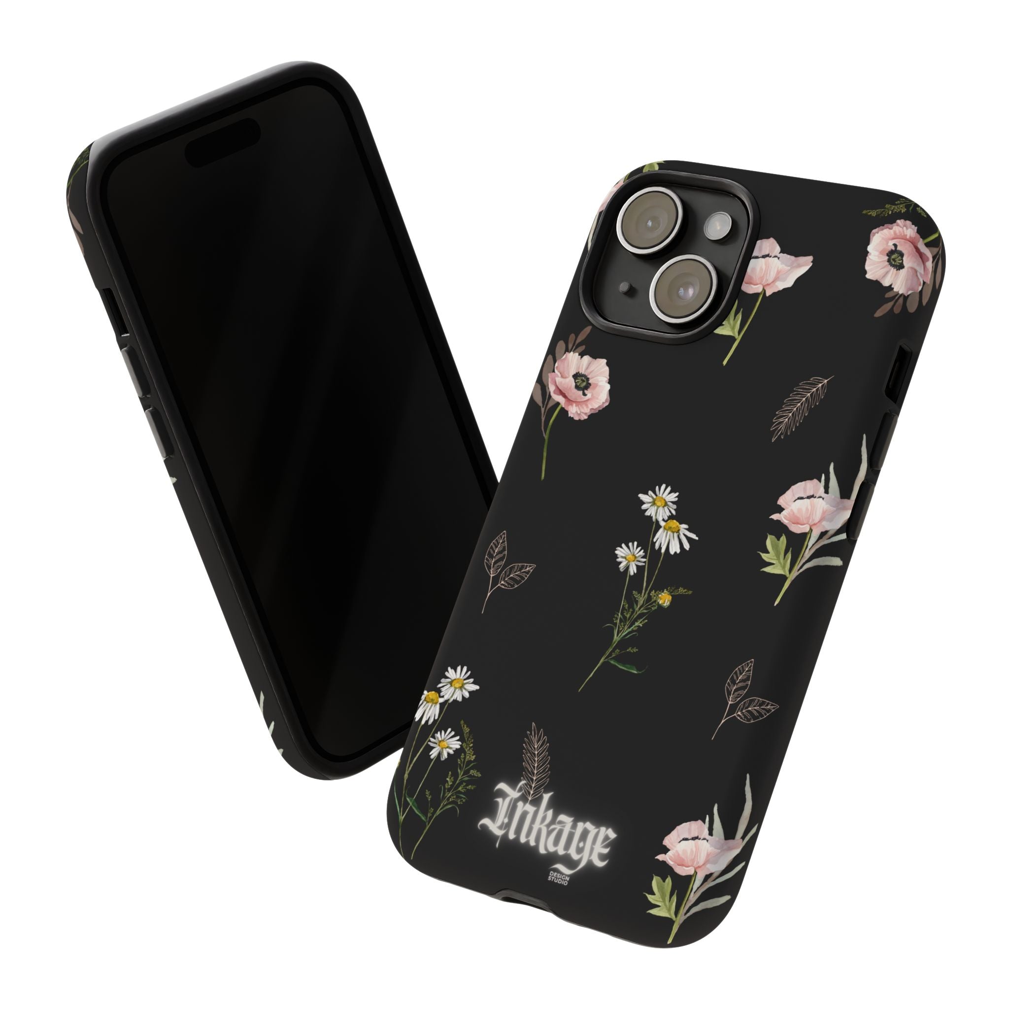 Elegant Black Floral Tough Phone Cases (Minimal)