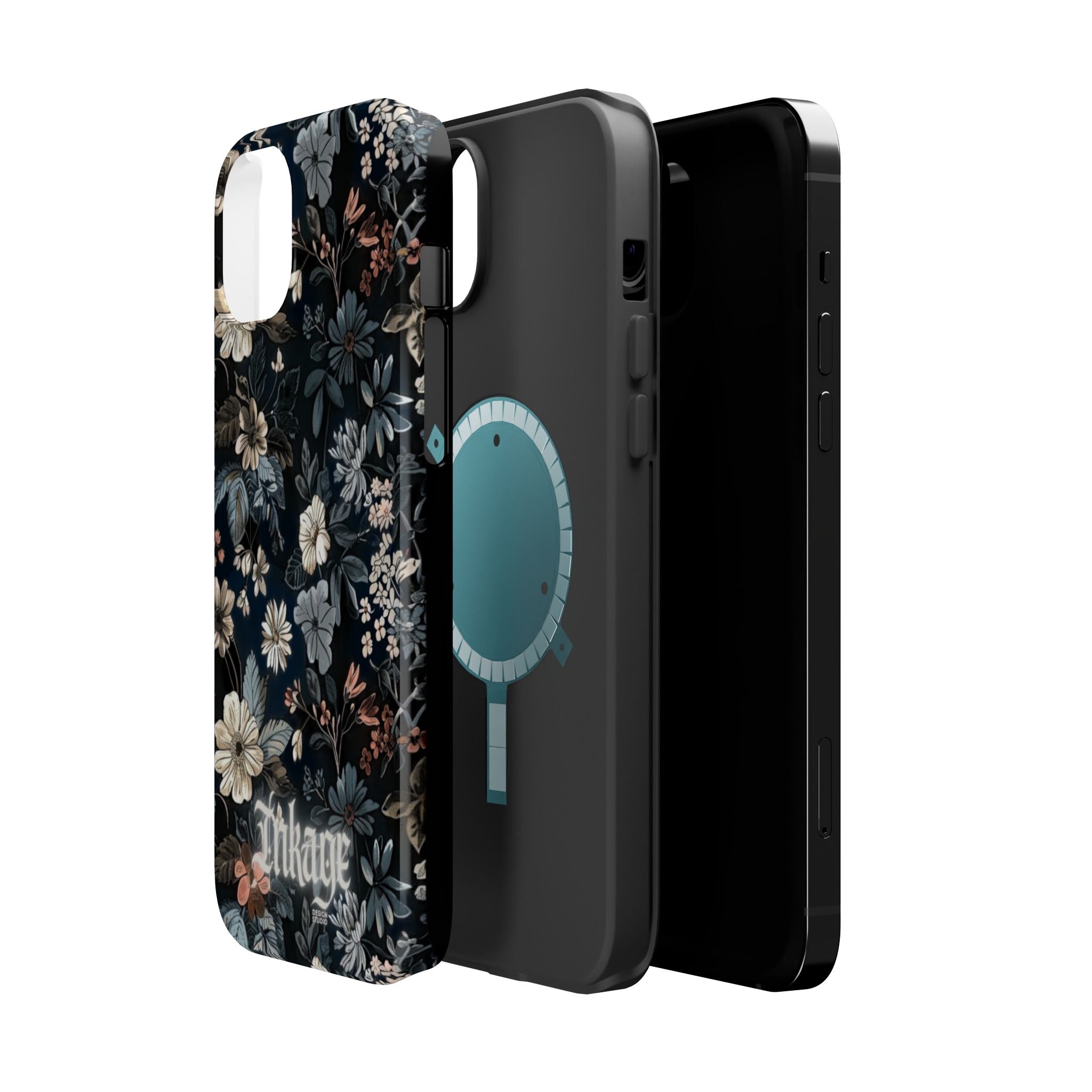 Black Florals Magnetic Phone Cases (Minimal)