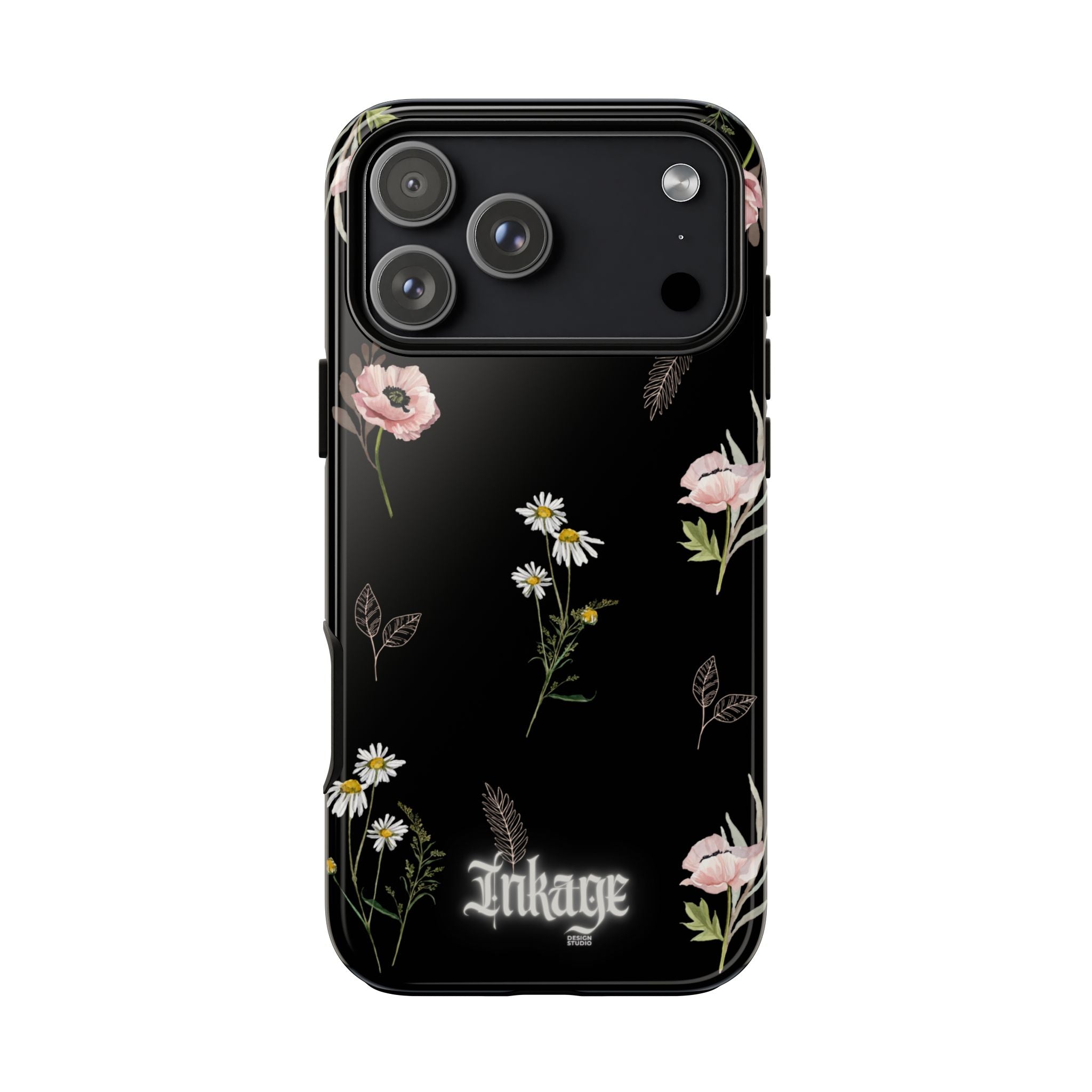 Elegant Black Floral Tough Phone Cases (Minimal)