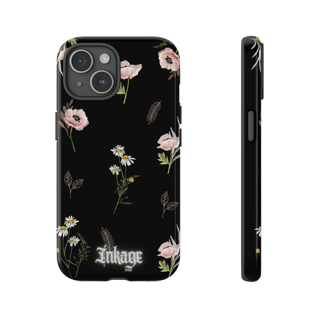 Elegant Black Floral Tough Phone Cases (Minimal)