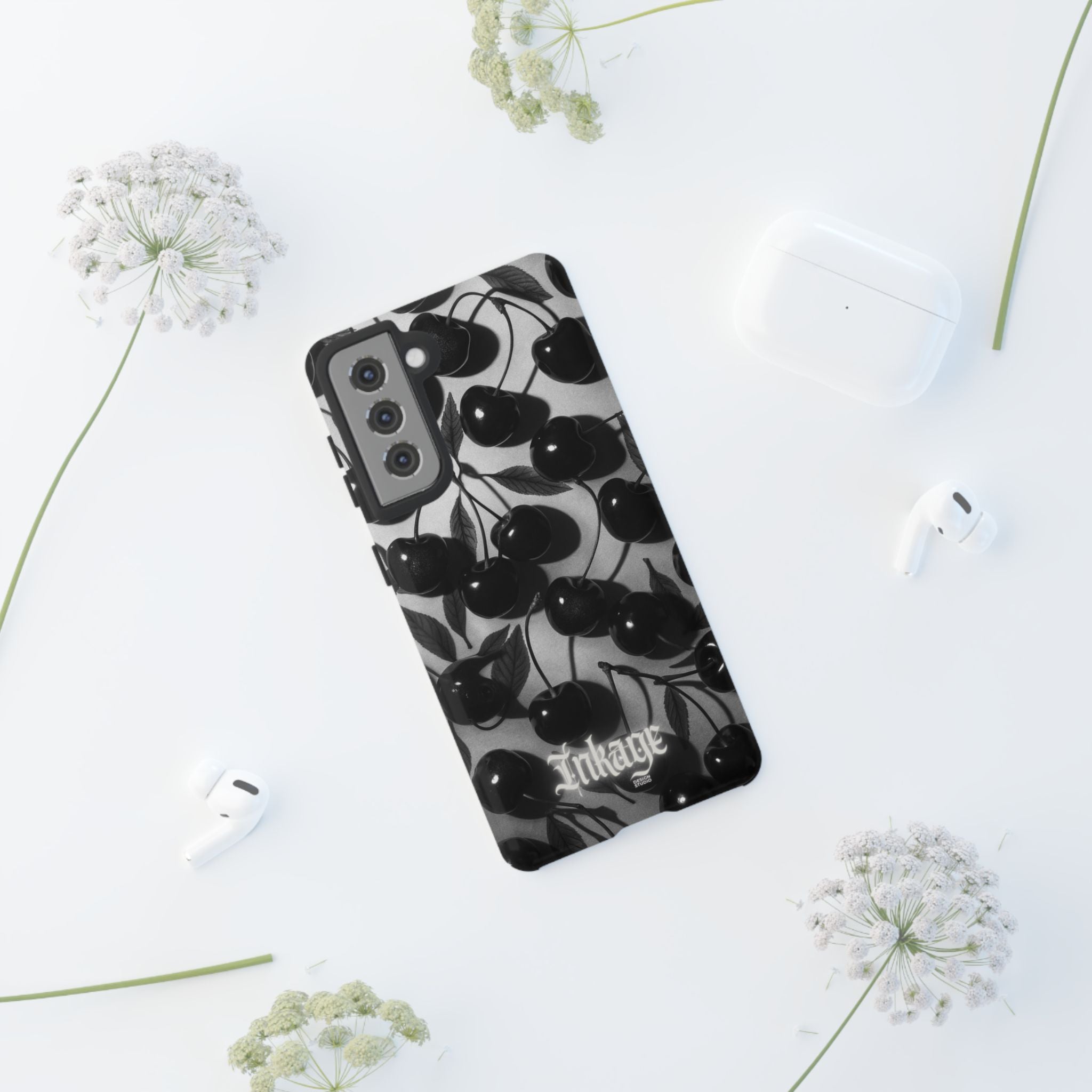 Black Cherry Print Tough Phone Cases (Minimal)