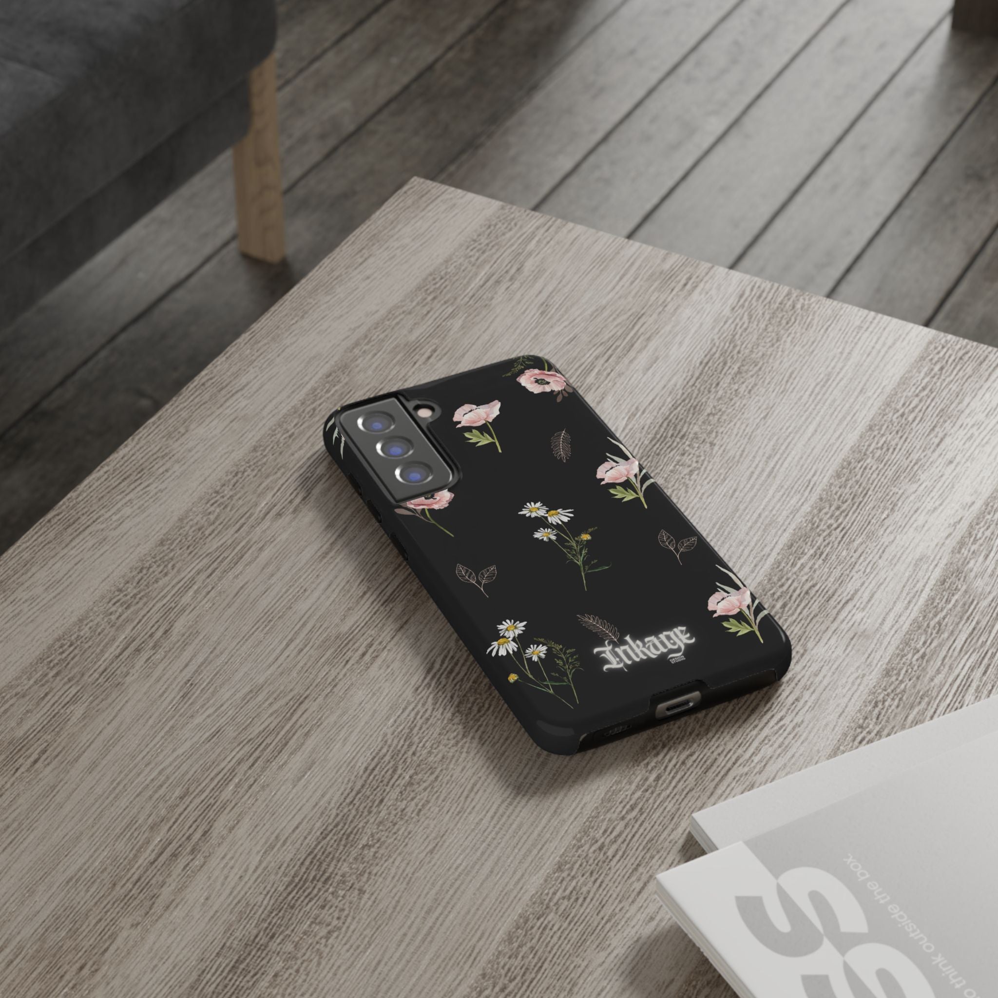 Elegant Black Floral Tough Phone Cases (Minimal)