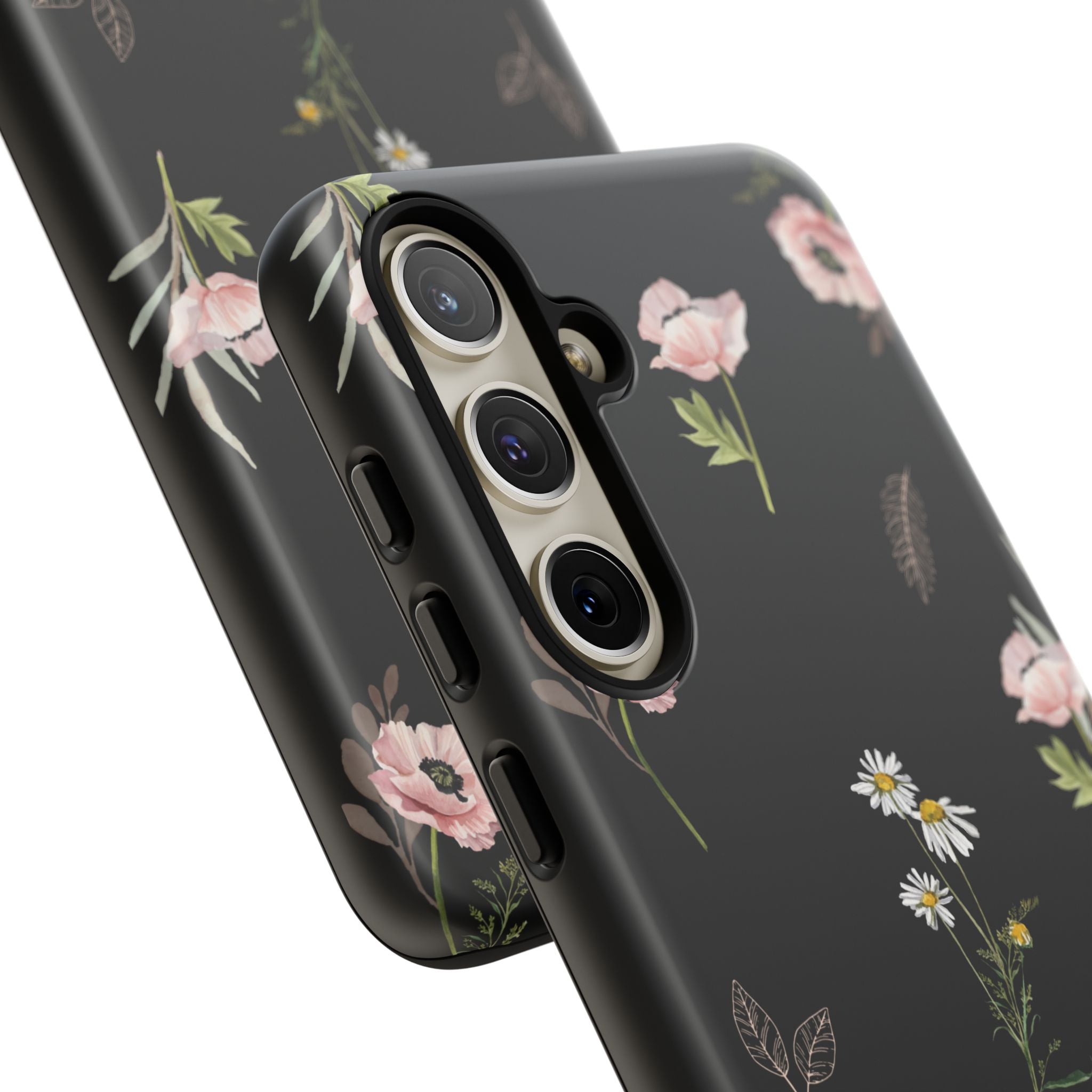 Elegant Black Floral Tough Phone Cases (Minimal)