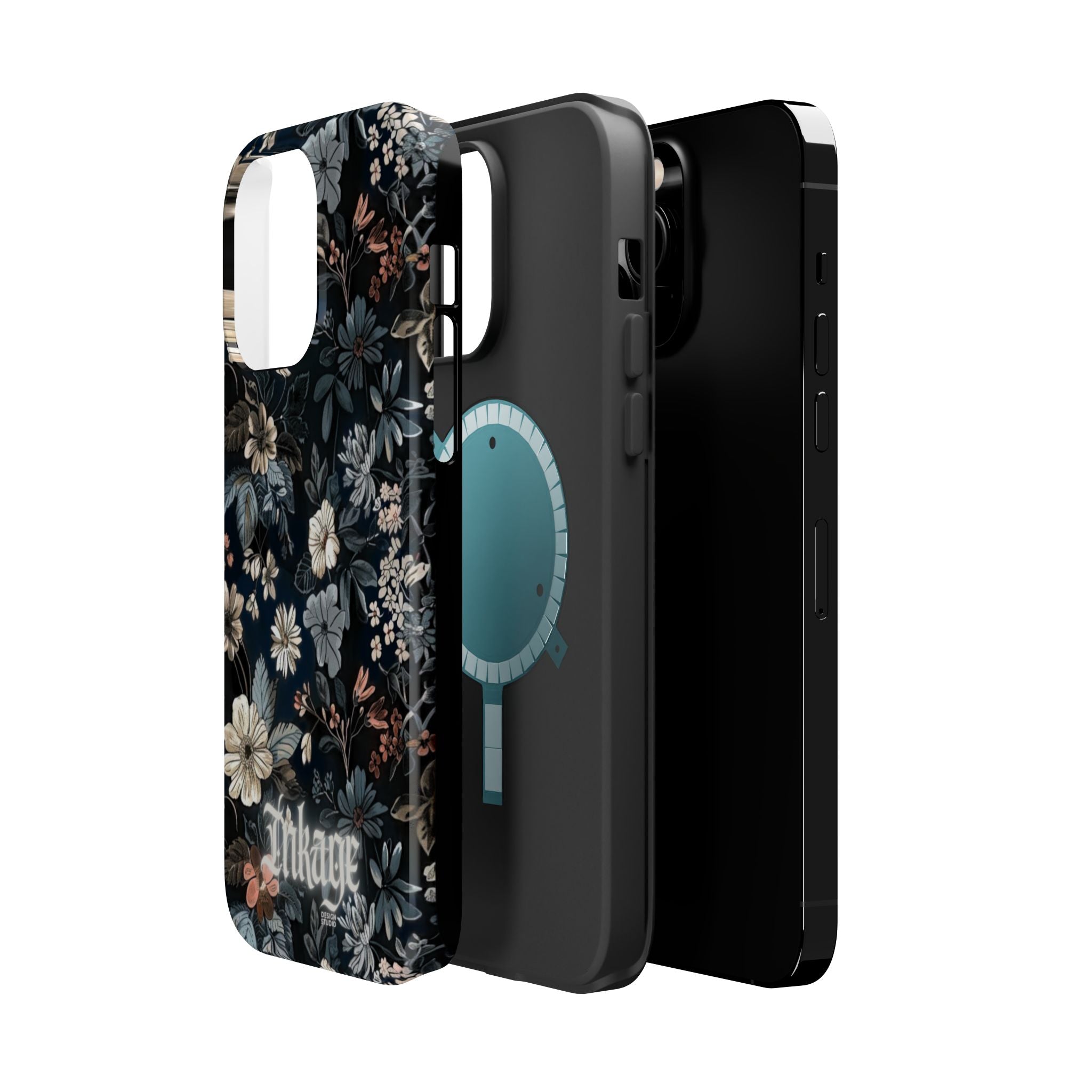 Black Florals Magnetic Phone Cases (Minimal)