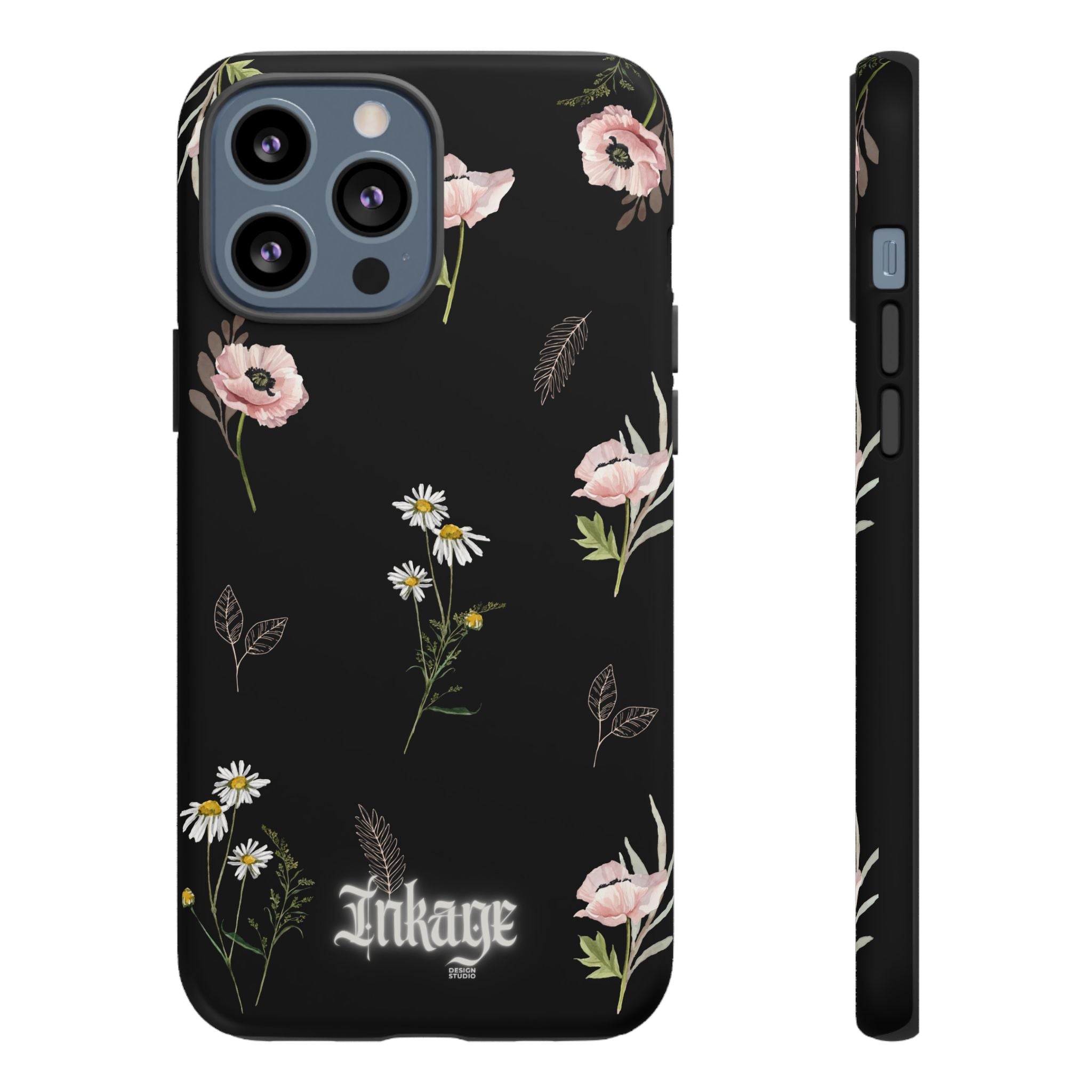 Elegant Black Floral Tough Phone Cases (Minimal)