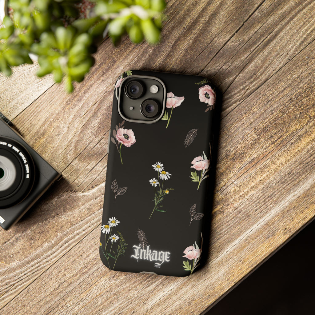Elegant Black Floral Tough Phone Cases (Minimal)
