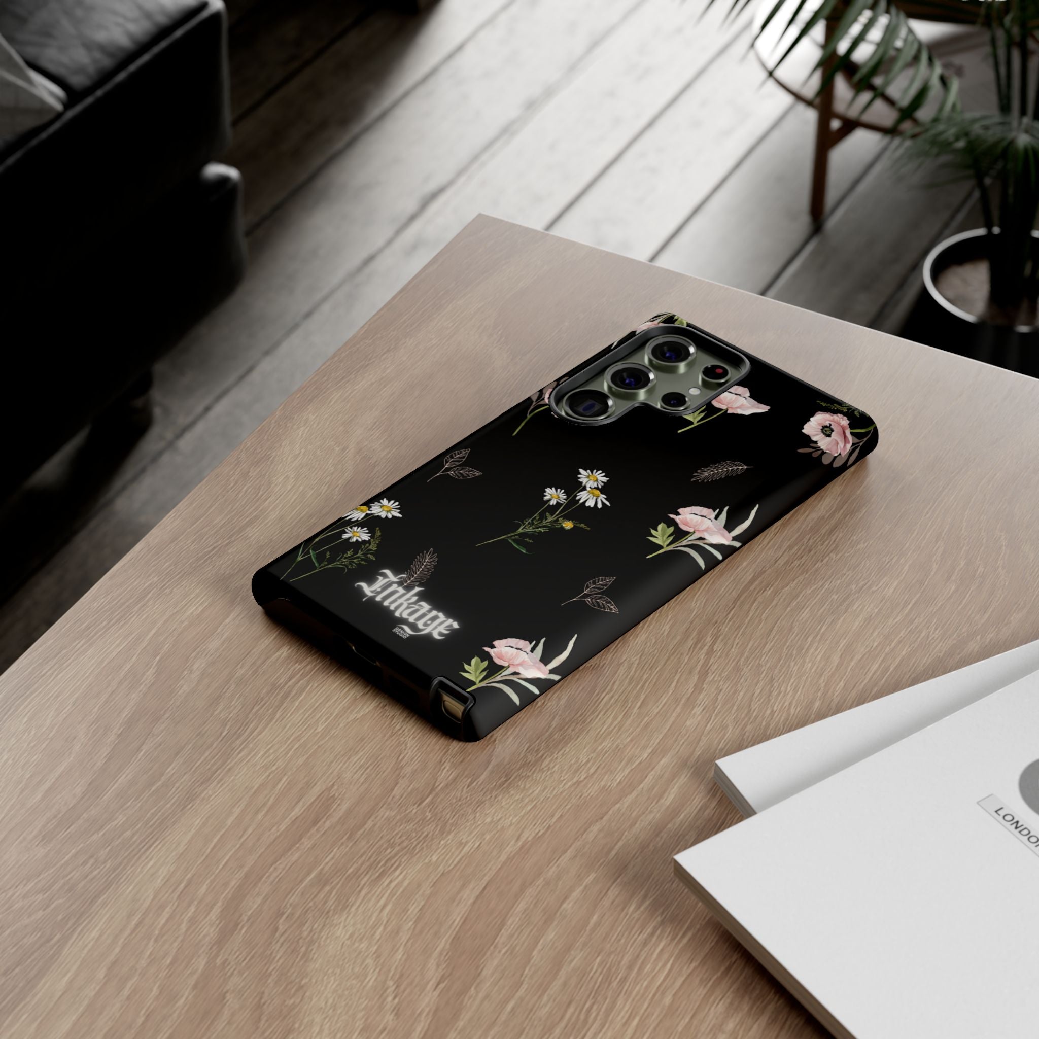 Elegant Black Floral Tough Phone Cases (Minimal)