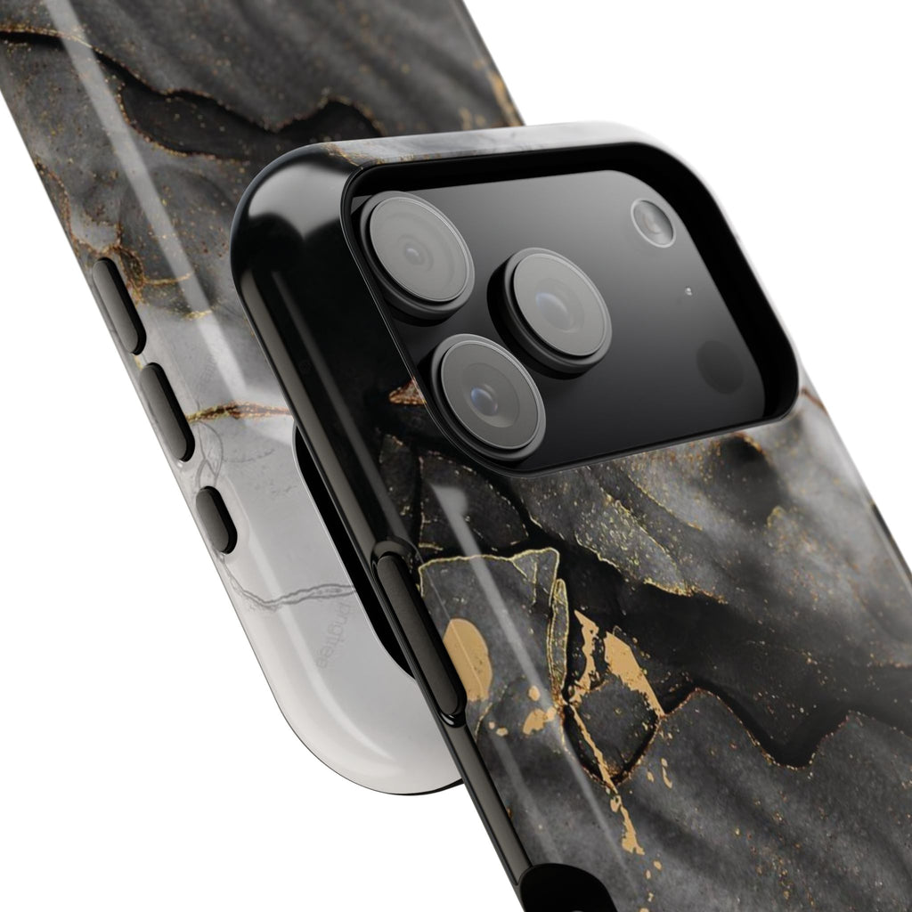 White Noir Marble Gold Foil Magnetic Phone Cases (Minimal)