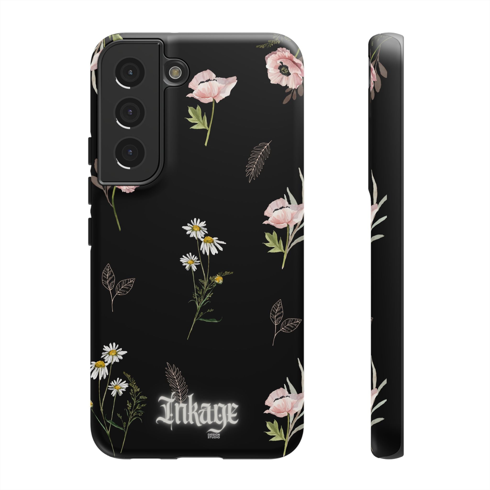 Elegant Black Floral Tough Phone Cases (Minimal)