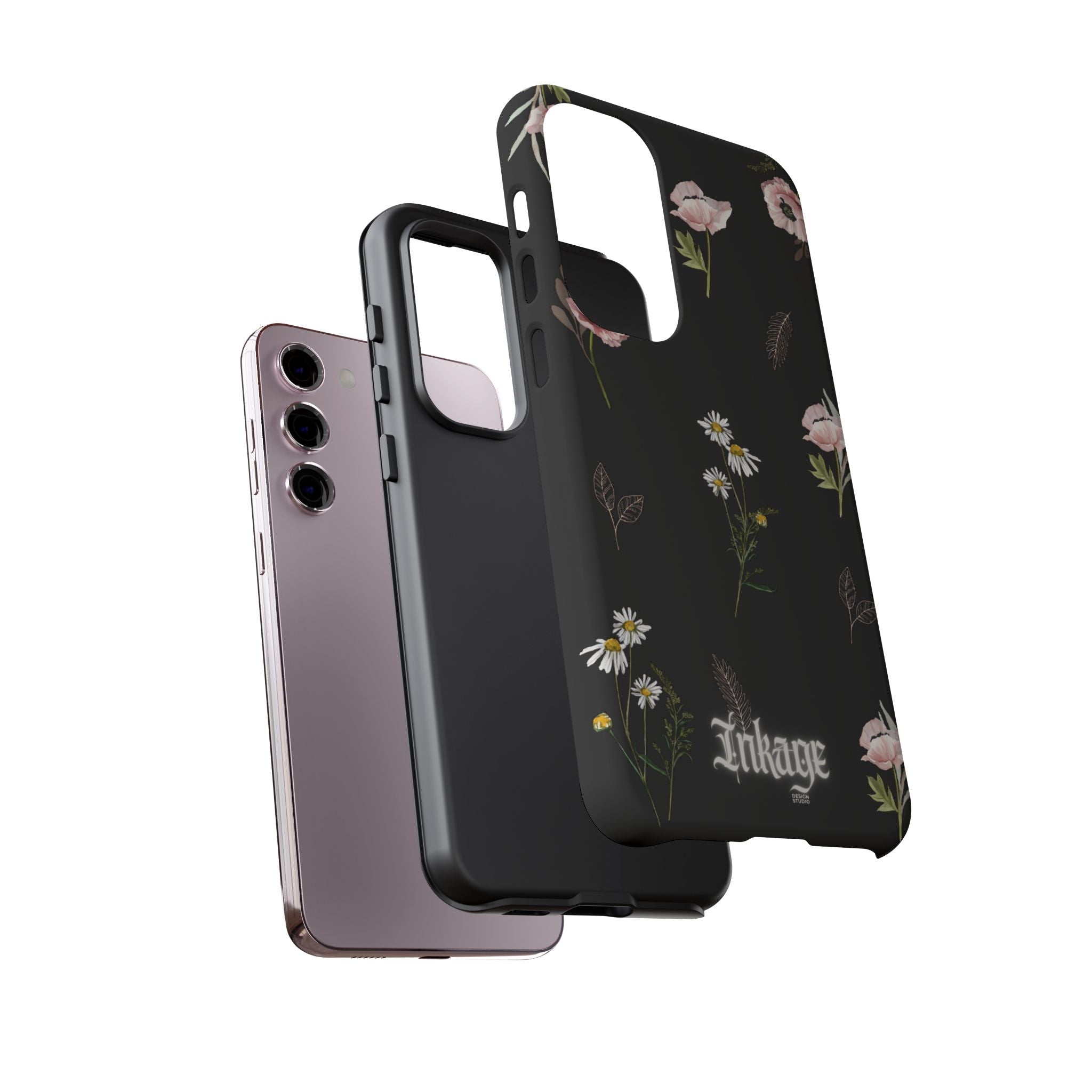 Elegant Black Floral Tough Phone Cases (Minimal)