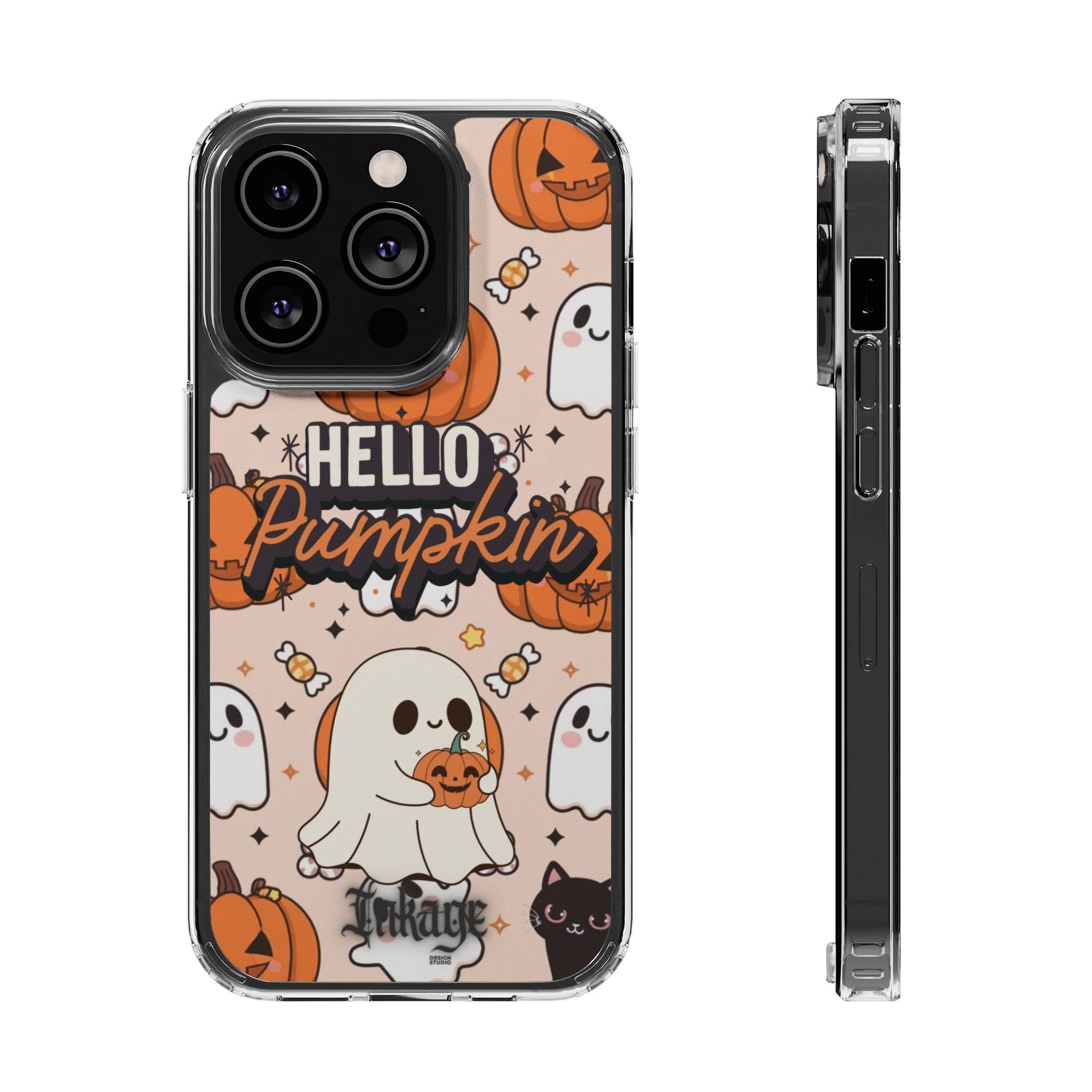 Cute Pumpkin Ghost Clear Impact Phone Case (Season)