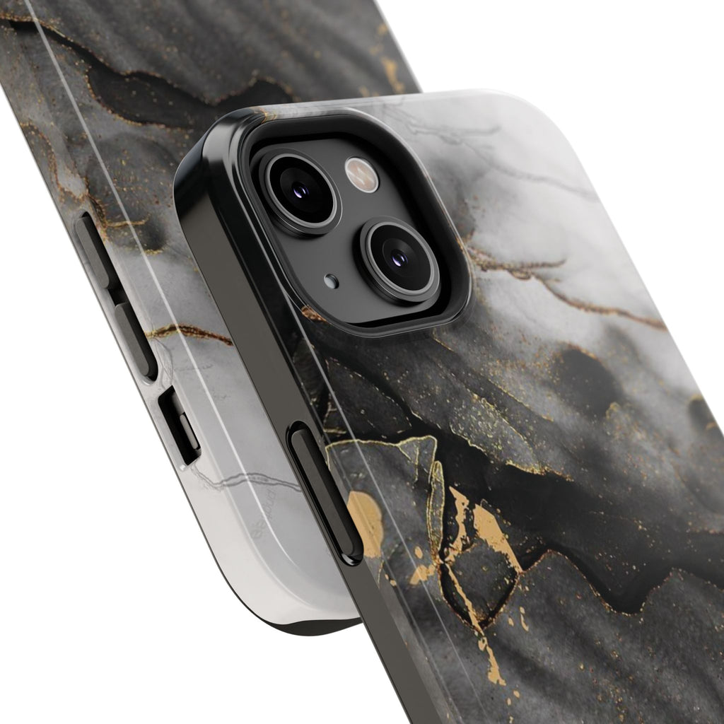 White Noir Marble Gold Foil Magnetic Phone Cases (Minimal)