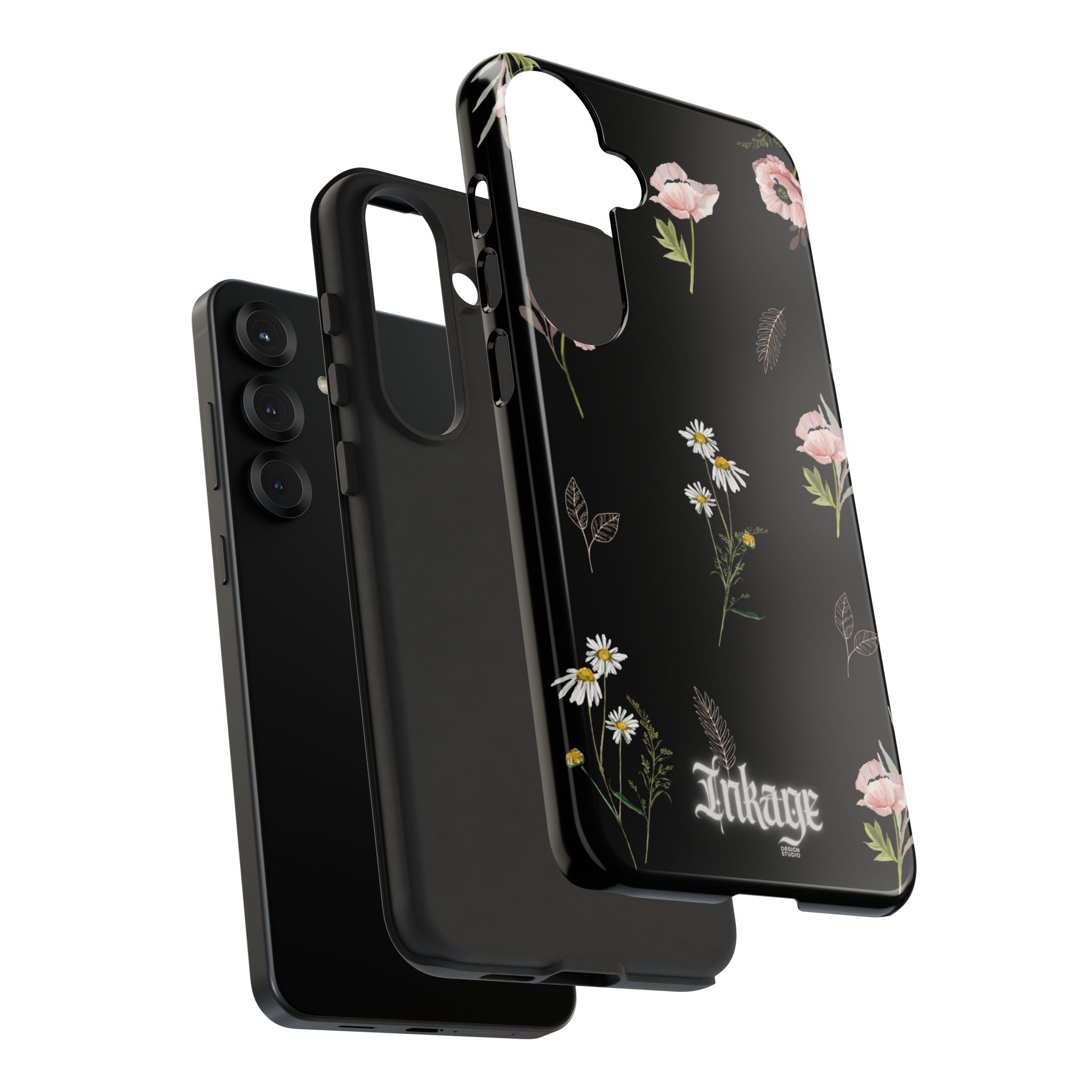 Elegant Black Floral Tough Phone Cases (Minimal)