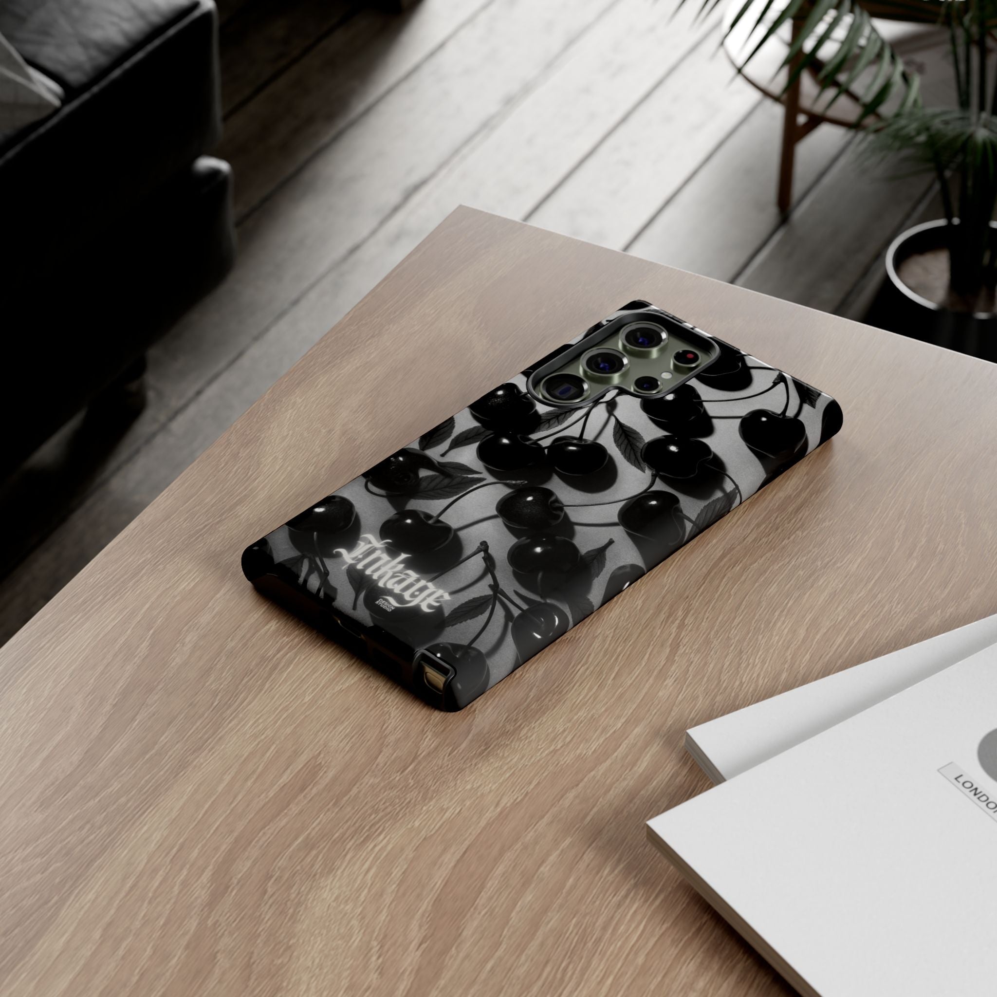 Black Cherry Print Tough Phone Cases (Minimal)