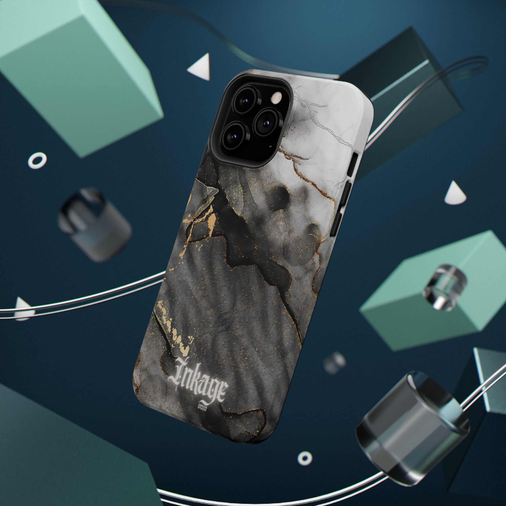White Noir Marble Gold Foil Magnetic Phone Cases (Minimal)