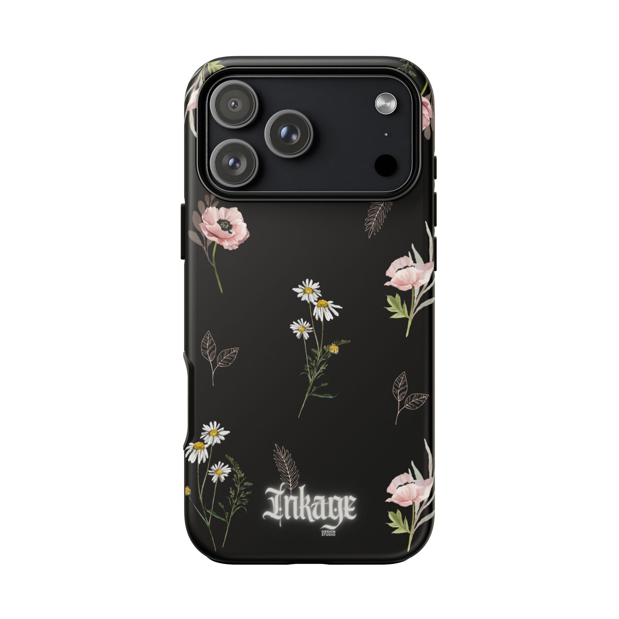 Elegant Black Floral Tough Phone Cases (Minimal)