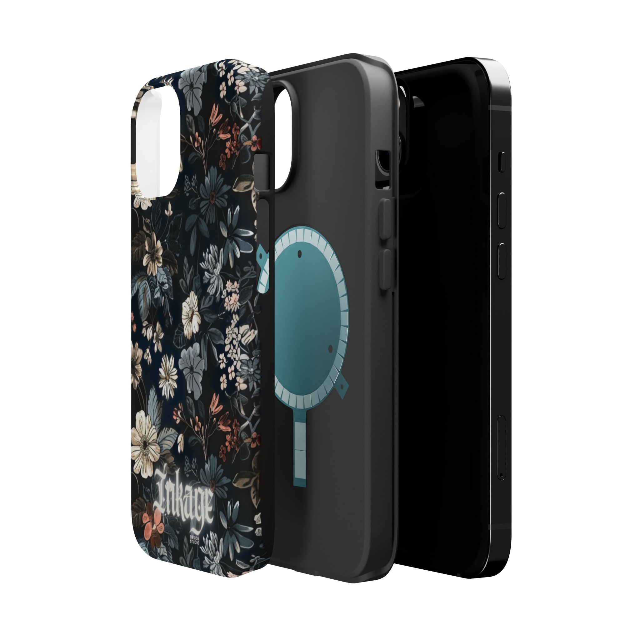 Black Florals Magnetic Phone Cases (Minimal)