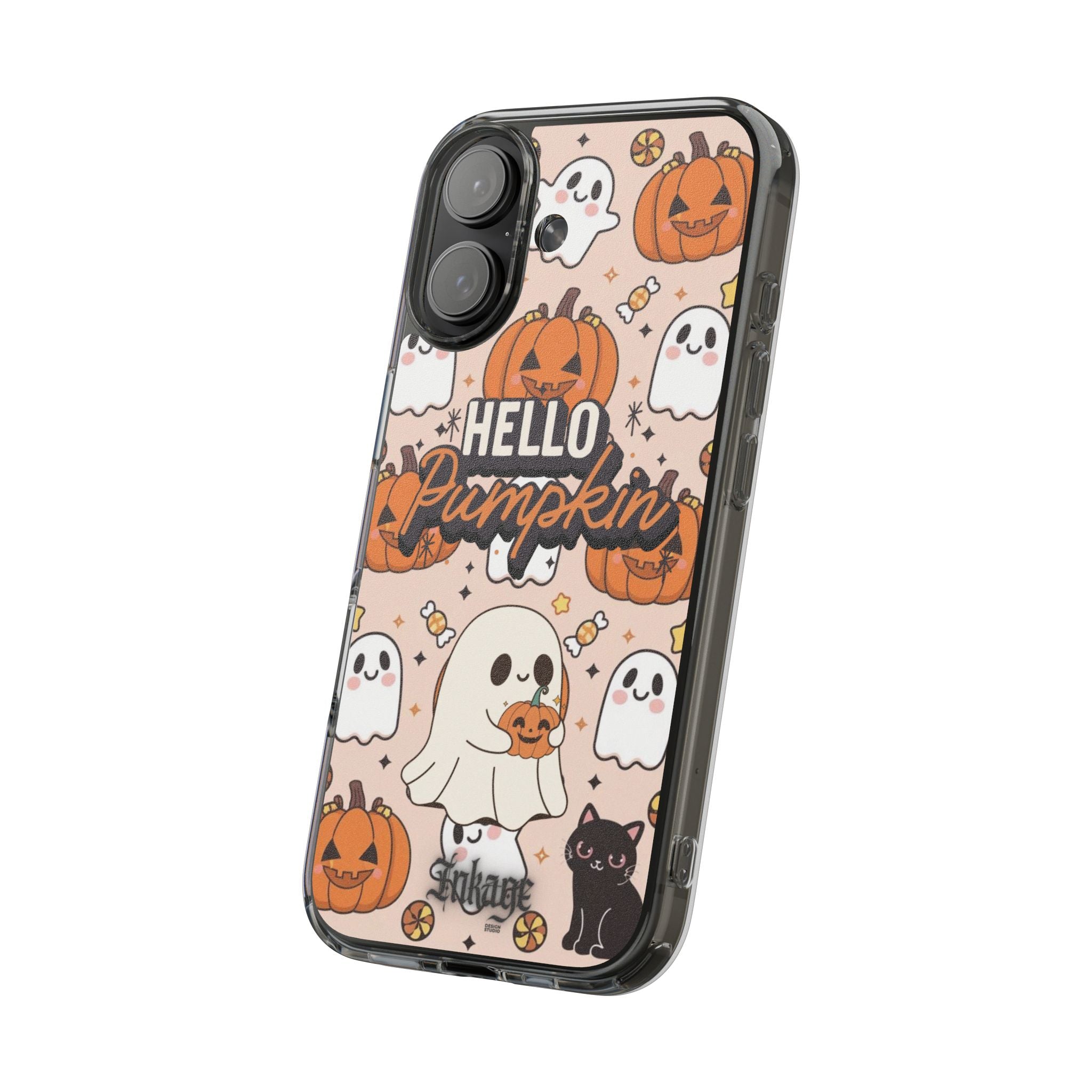Cute Pumpkin Ghost Clear Impact Phone Case (Season)
