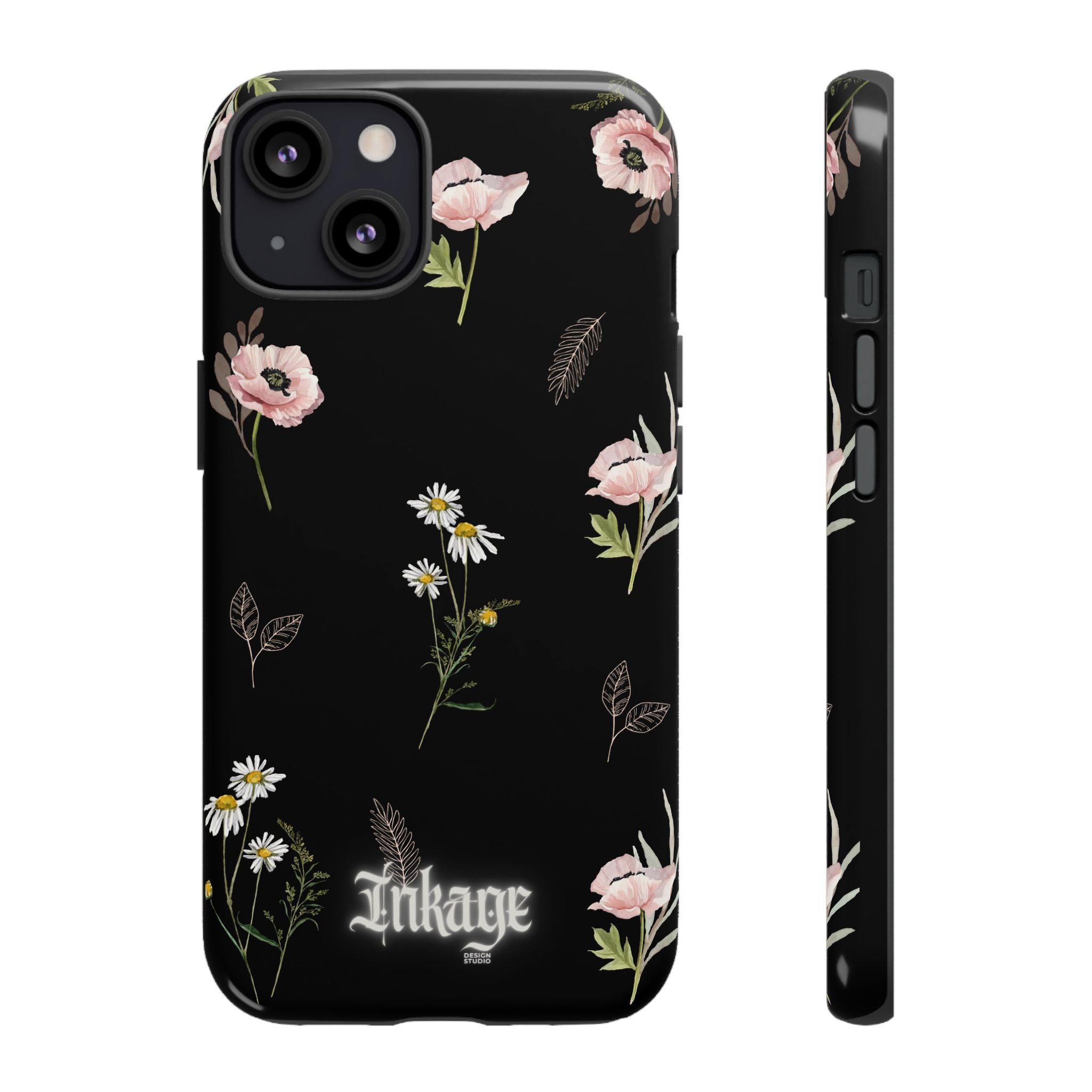 Elegant Black Floral Tough Phone Cases (Minimal)
