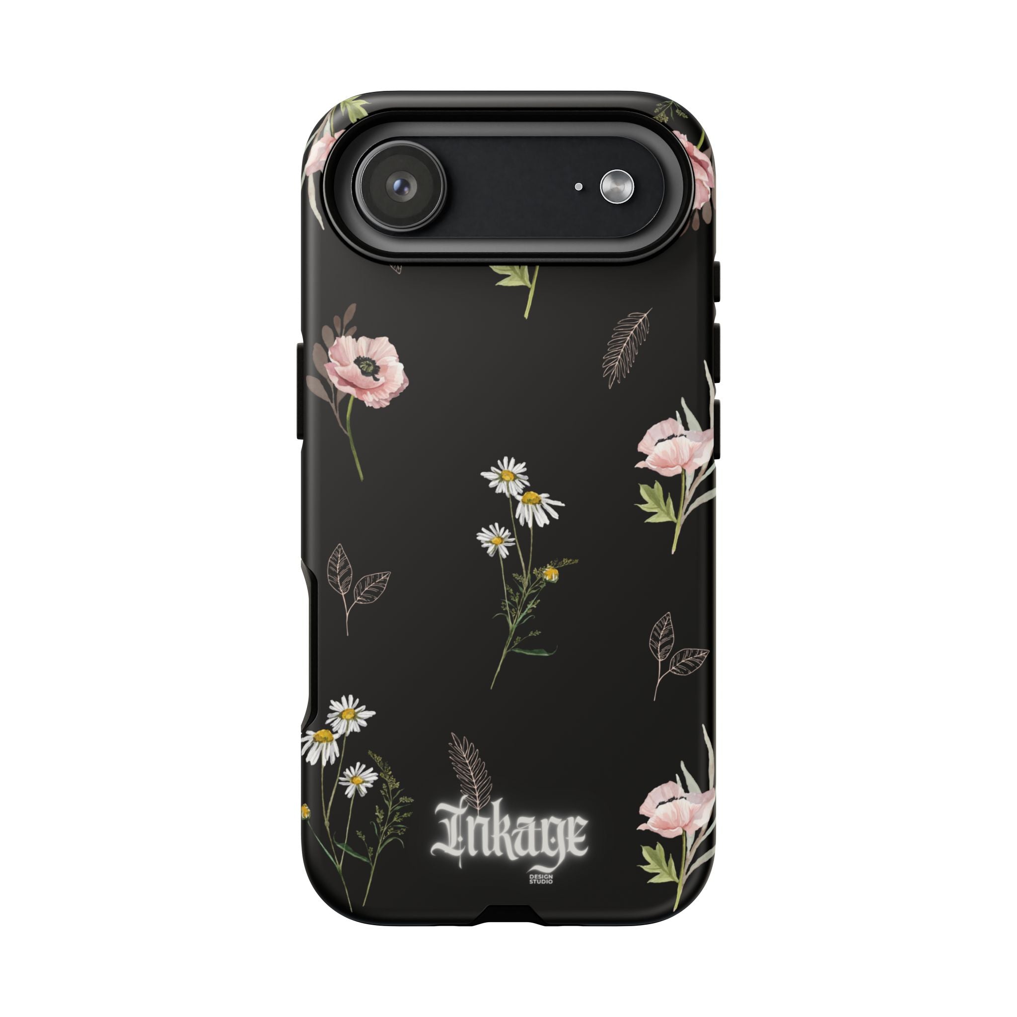 Elegant Black Floral Tough Phone Cases (Minimal)