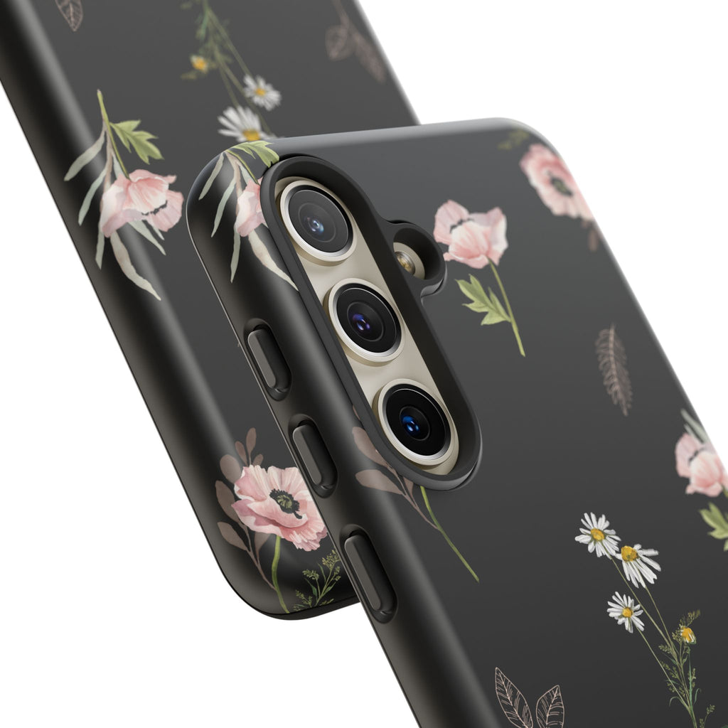Elegant Black Floral Tough Phone Cases (Minimal)