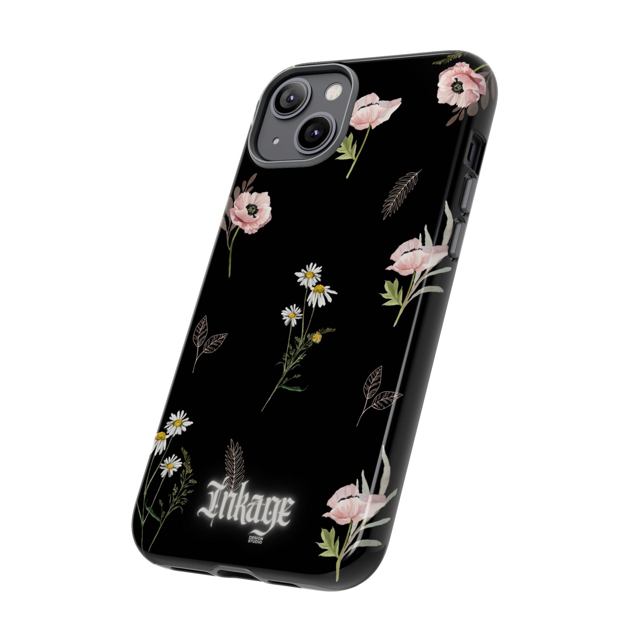 Elegant Black Floral Tough Phone Cases (Minimal)