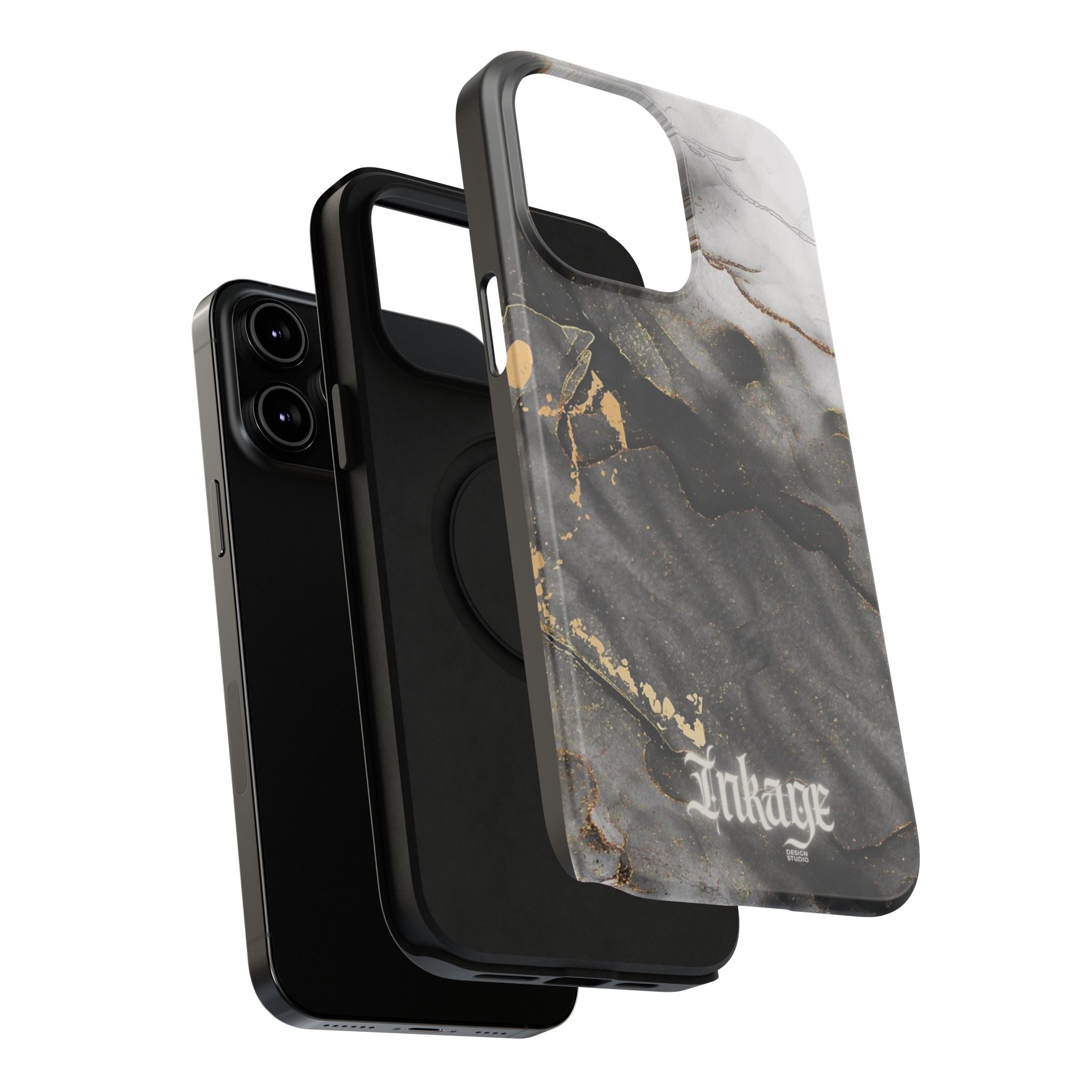 White Noir Marble Gold Foil Magnetic Phone Cases (Minimal)