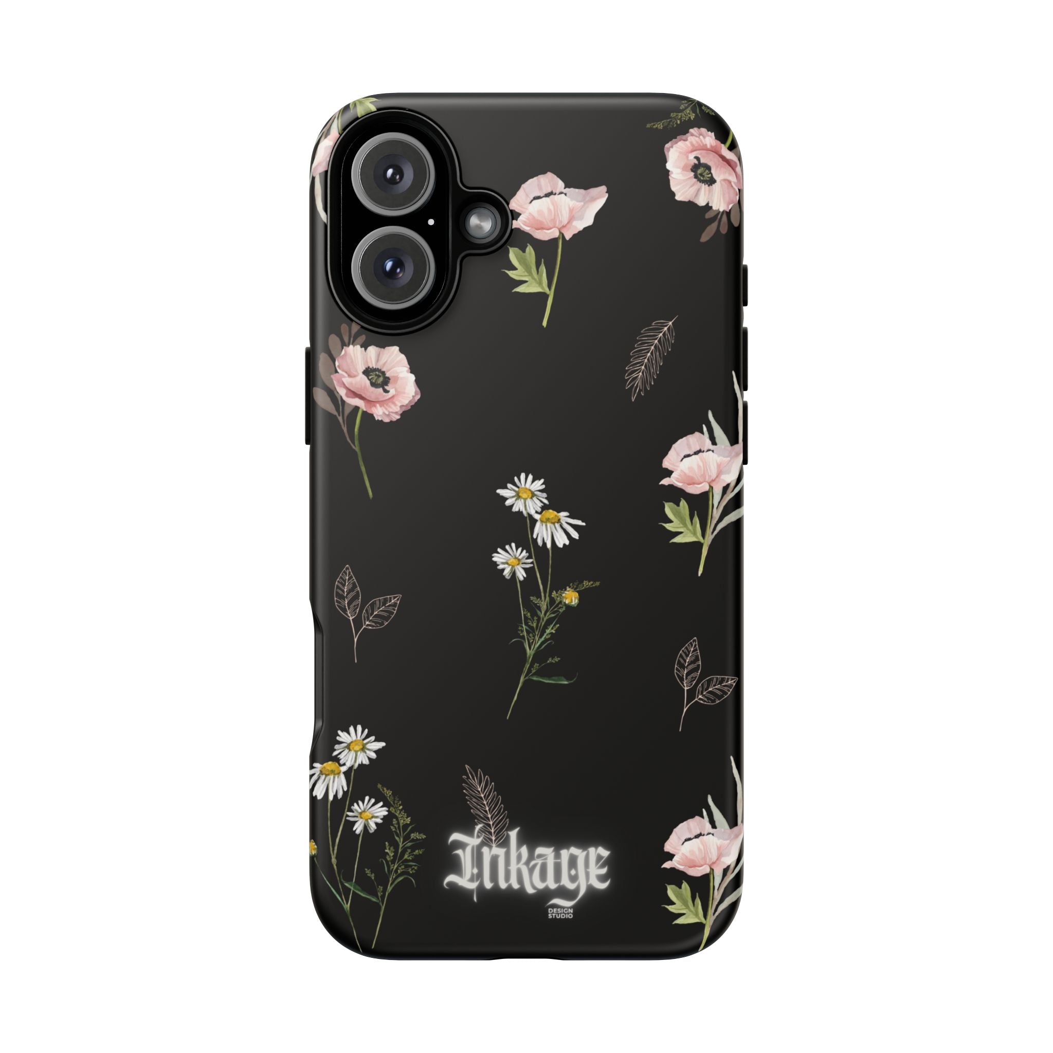 Elegant Black Floral Tough Phone Cases (Minimal)