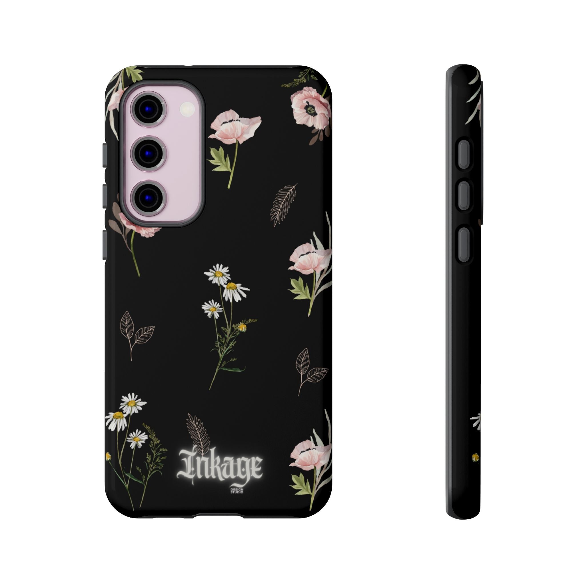 Elegant Black Floral Tough Phone Cases (Minimal)