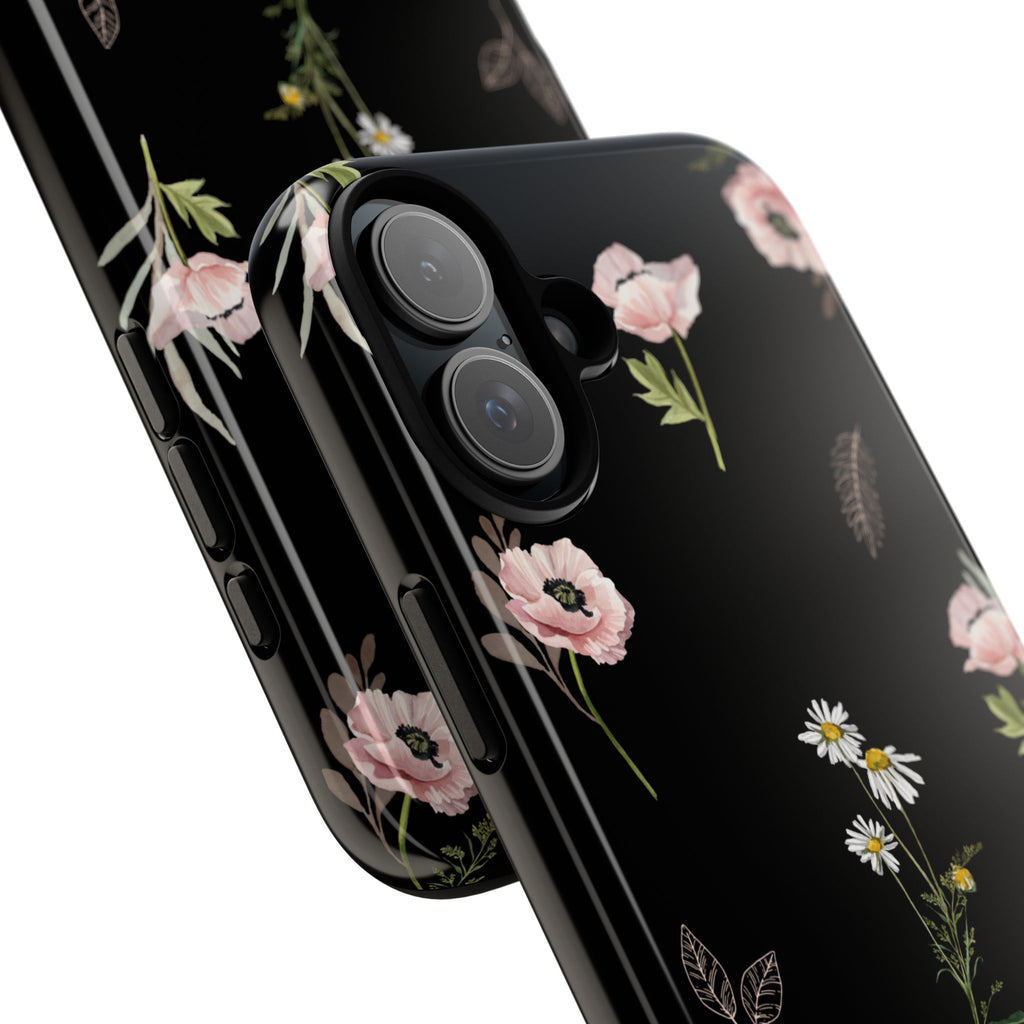 Elegant Black Floral Tough Phone Cases (Minimal)