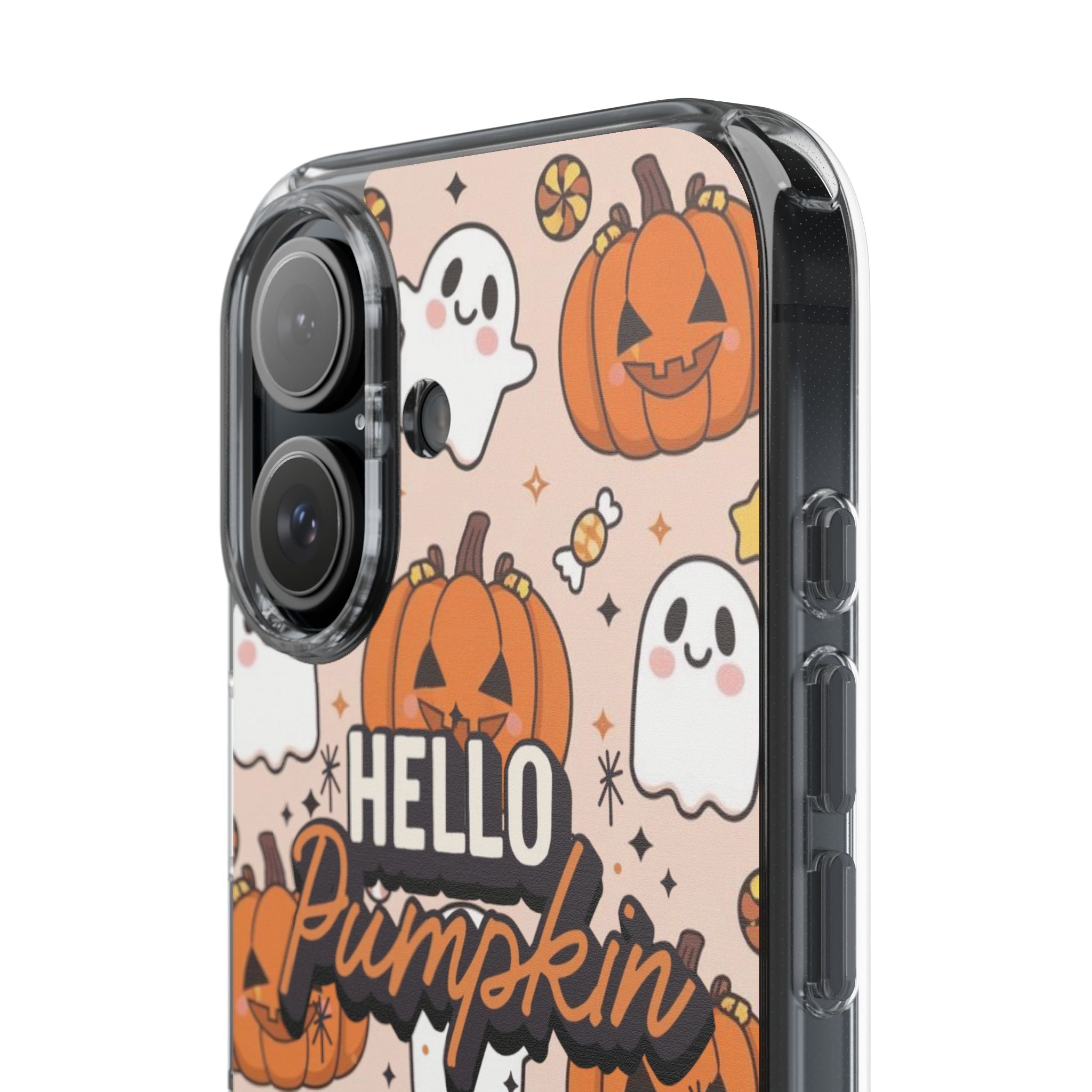 Cute Pumpkin Ghost Clear Impact Phone Case (Season)