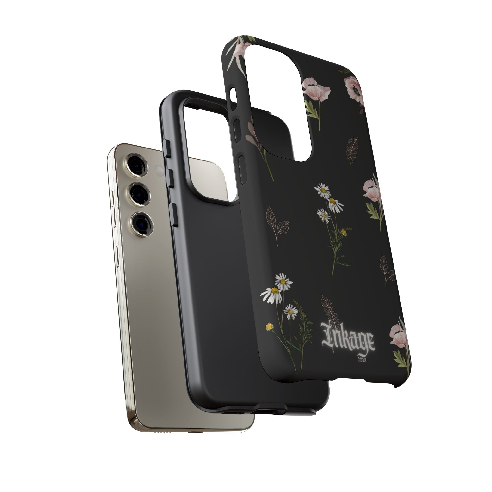 Elegant Black Floral Tough Phone Cases (Minimal)