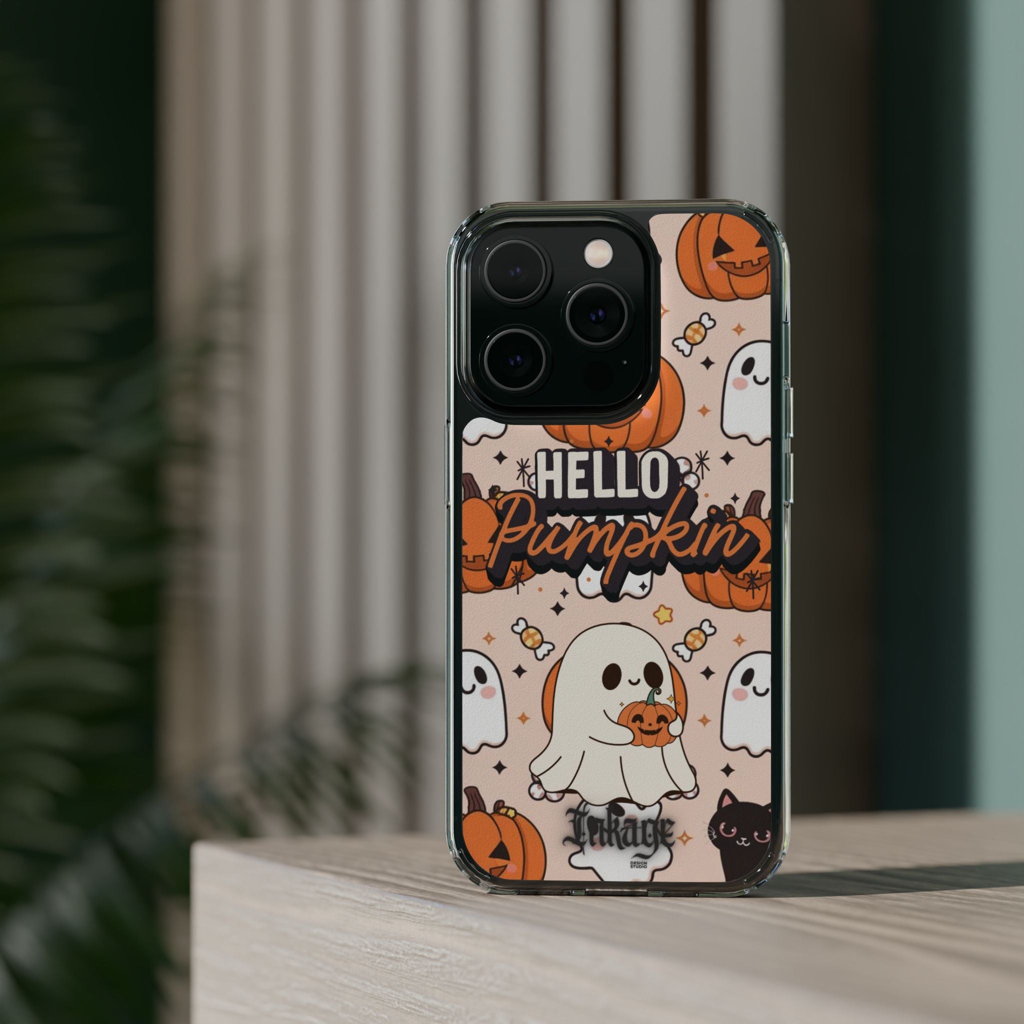 Cute Pumpkin Ghost Clear Impact Phone Case (Season)