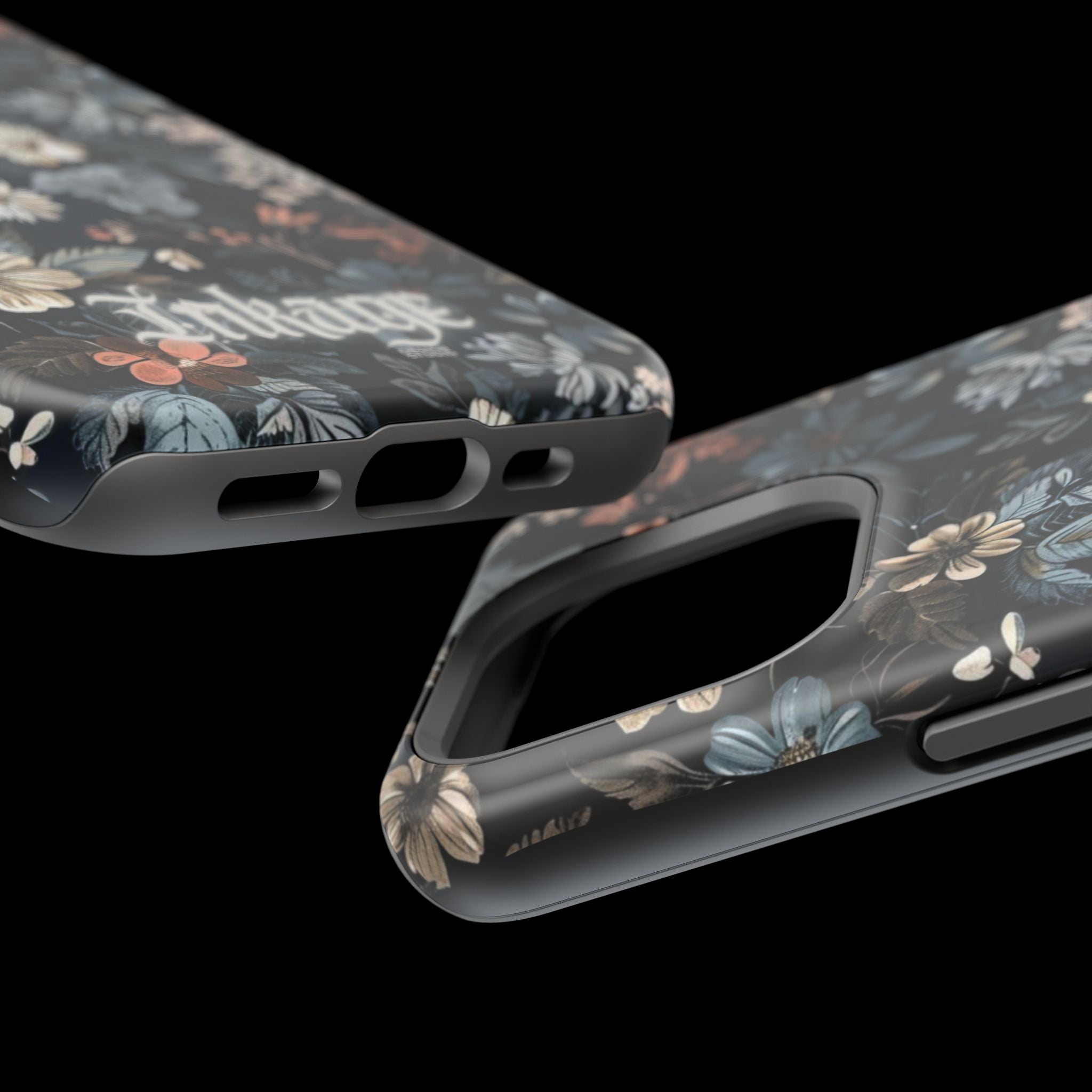Black Florals Magnetic Phone Cases (Minimal)