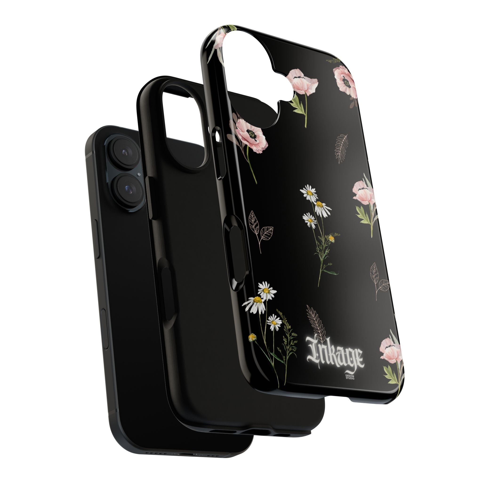 Elegant Black Floral Tough Phone Cases (Minimal)