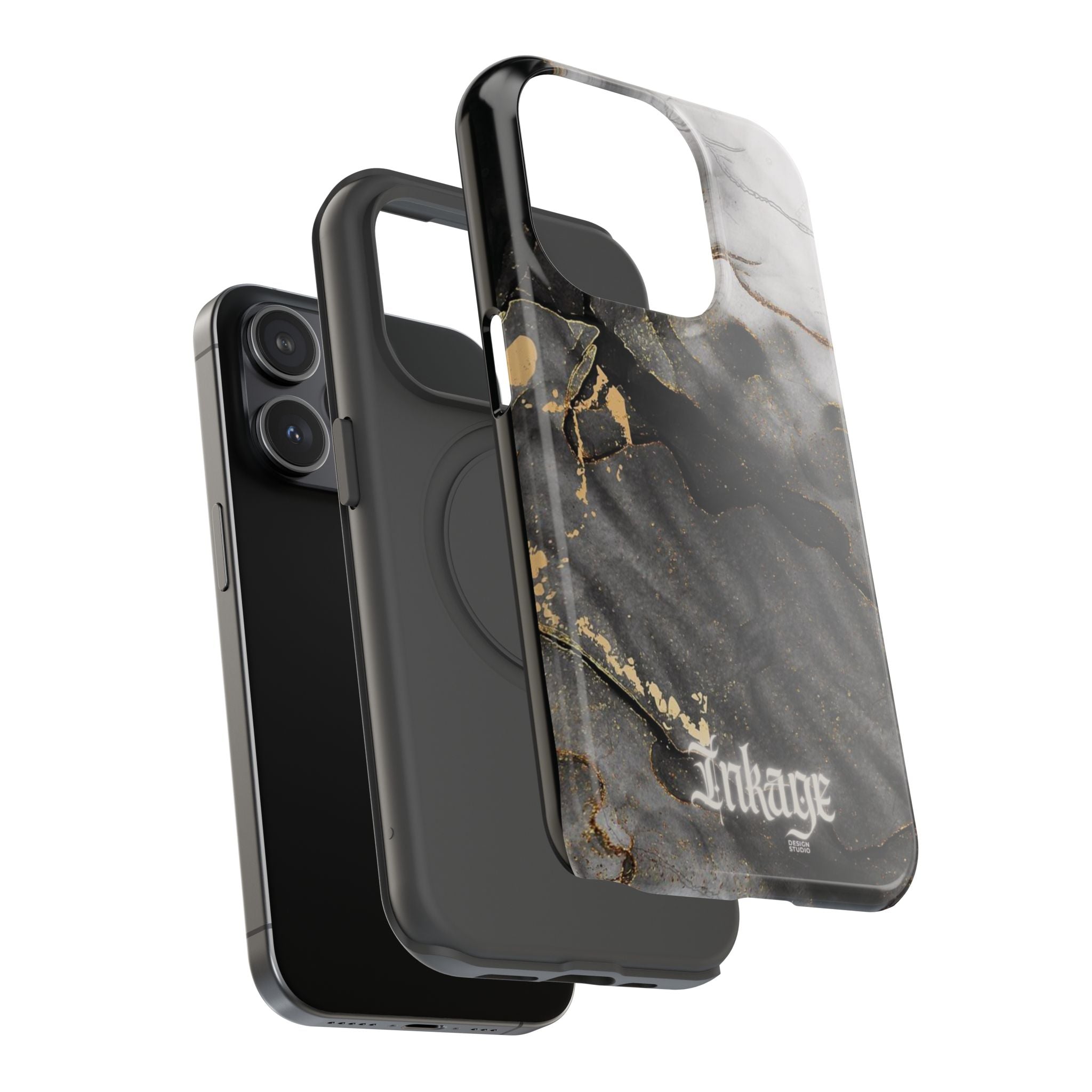 White Noir Marble Gold Foil Magnetic Phone Cases (Minimal)