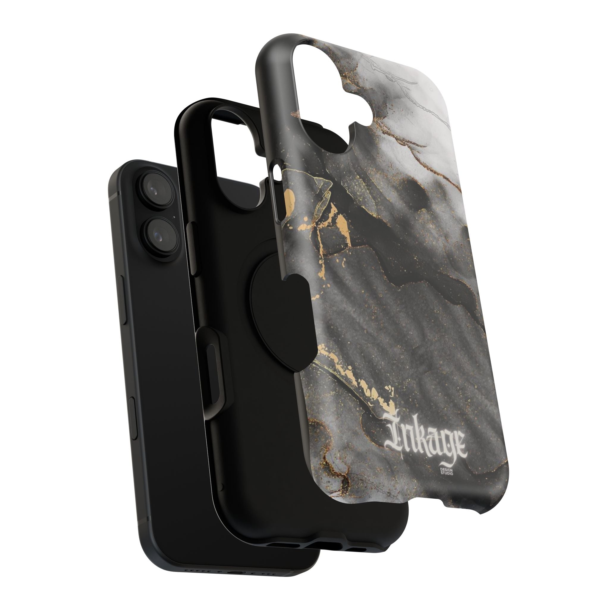 White Noir Marble Gold Foil Magnetic Phone Cases (Minimal)