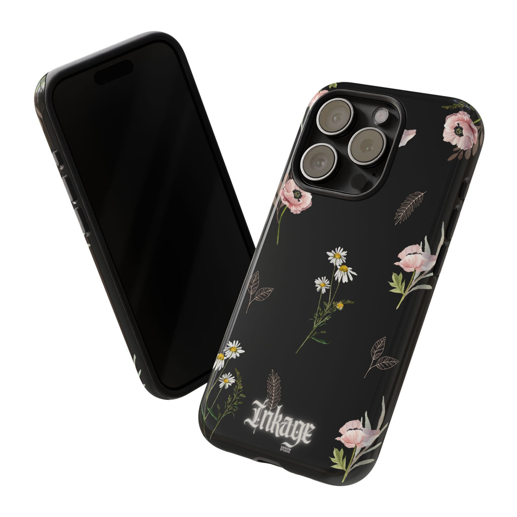 Elegant Black Floral Tough Phone Cases (Minimal)