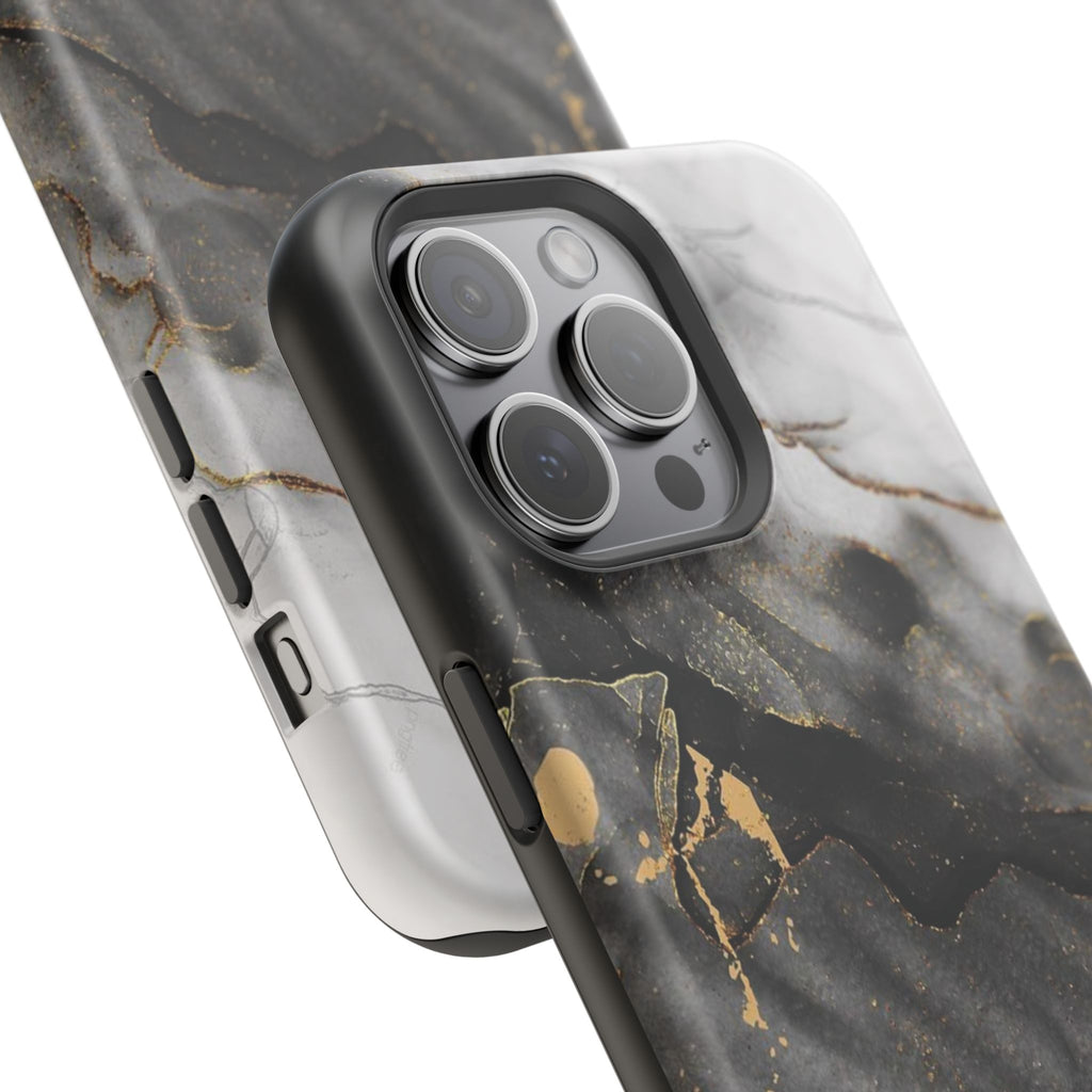 White Noir Marble Gold Foil Magnetic Phone Cases (Minimal)