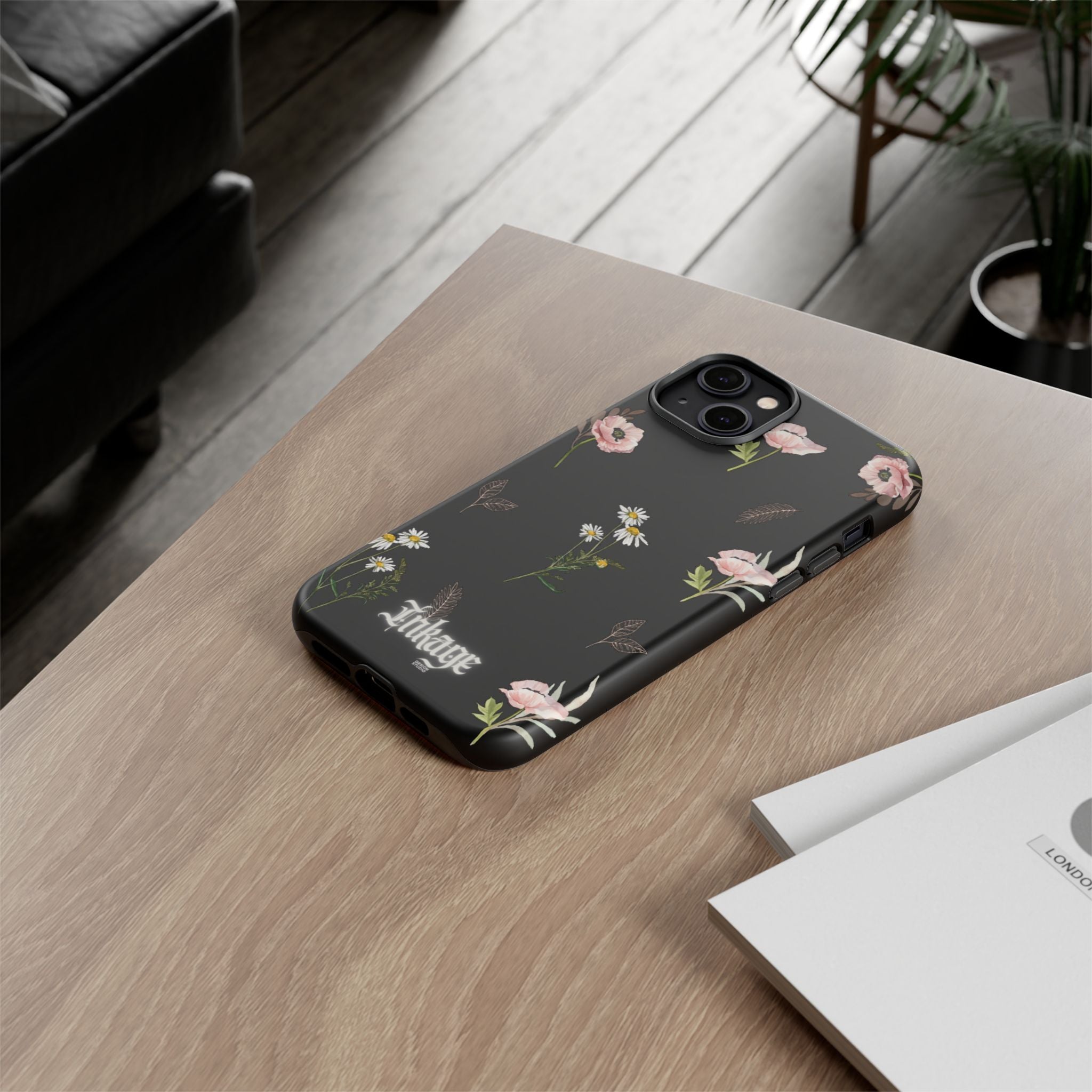 Elegant Black Floral Tough Phone Cases (Minimal)