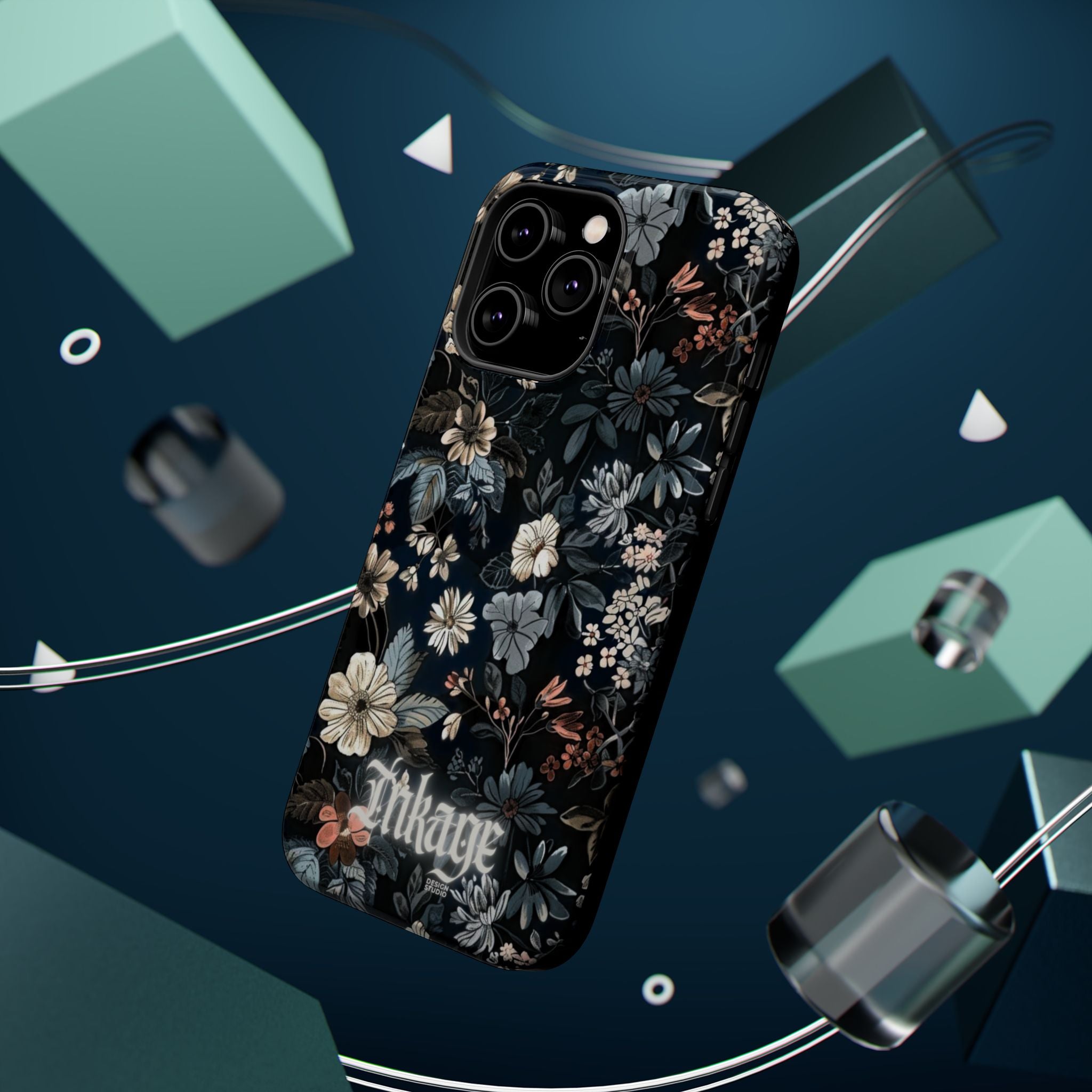 Black Florals Magnetic Phone Cases (Minimal)