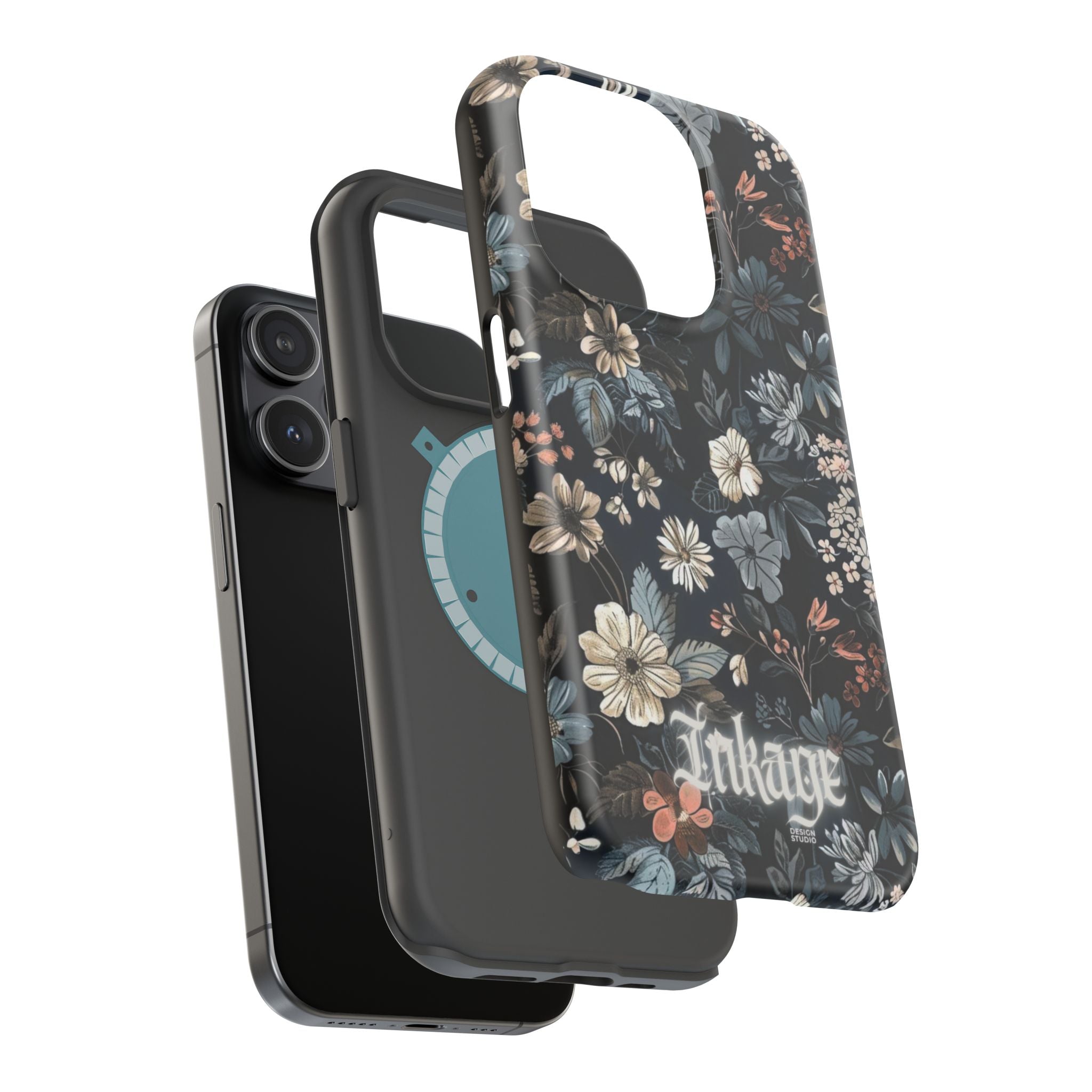 Black Florals Magnetic Phone Cases (Minimal)