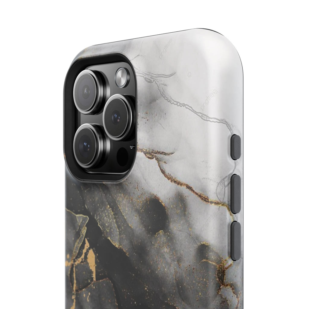 White Noir Marble Gold Foil Magnetic Phone Cases (Minimal)