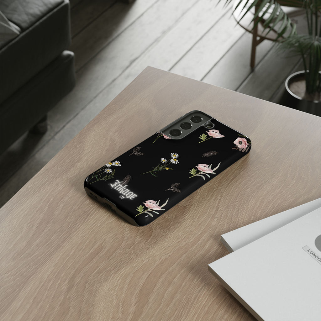 Elegant Black Floral Tough Phone Cases (Minimal)
