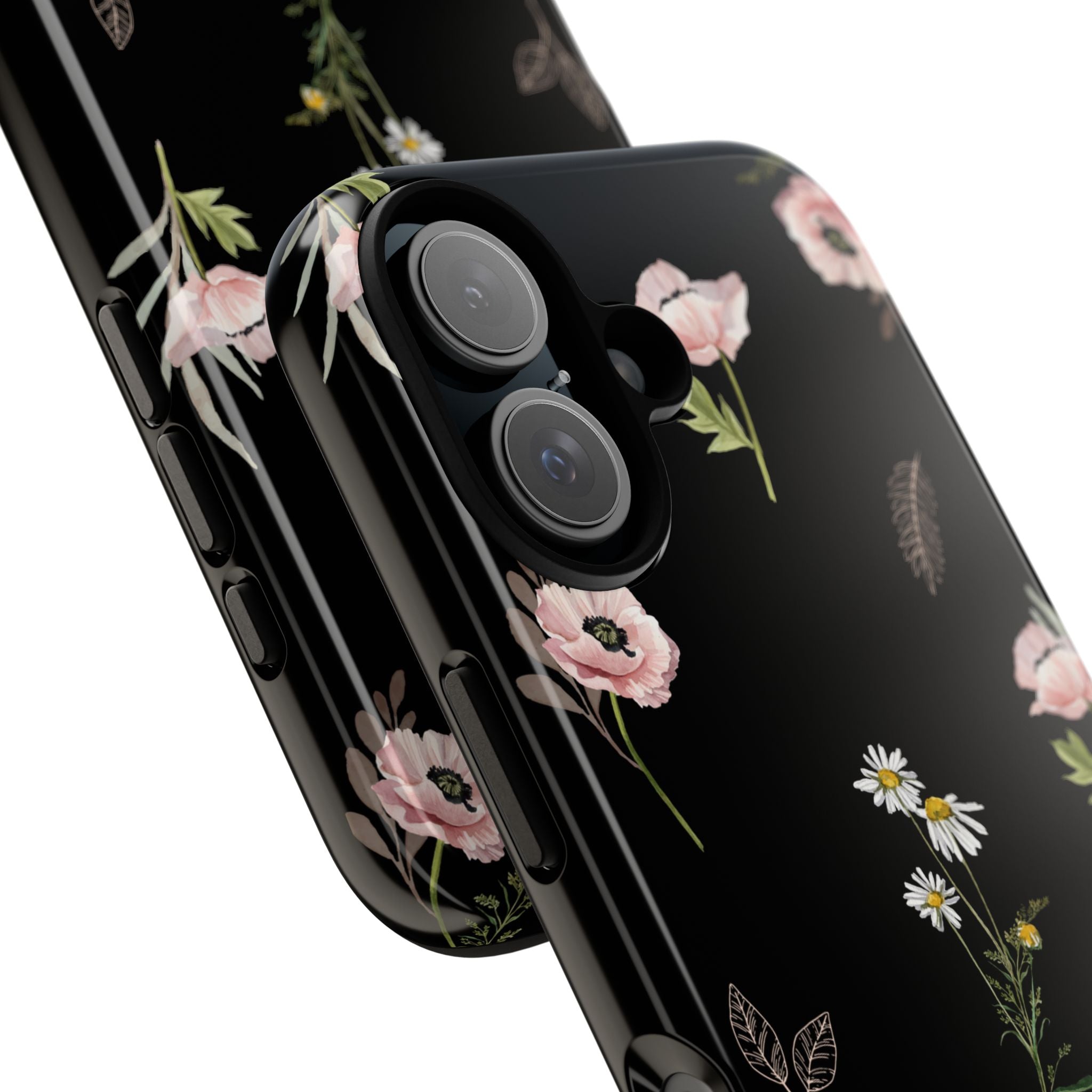 Elegant Black Floral Tough Phone Cases (Minimal)