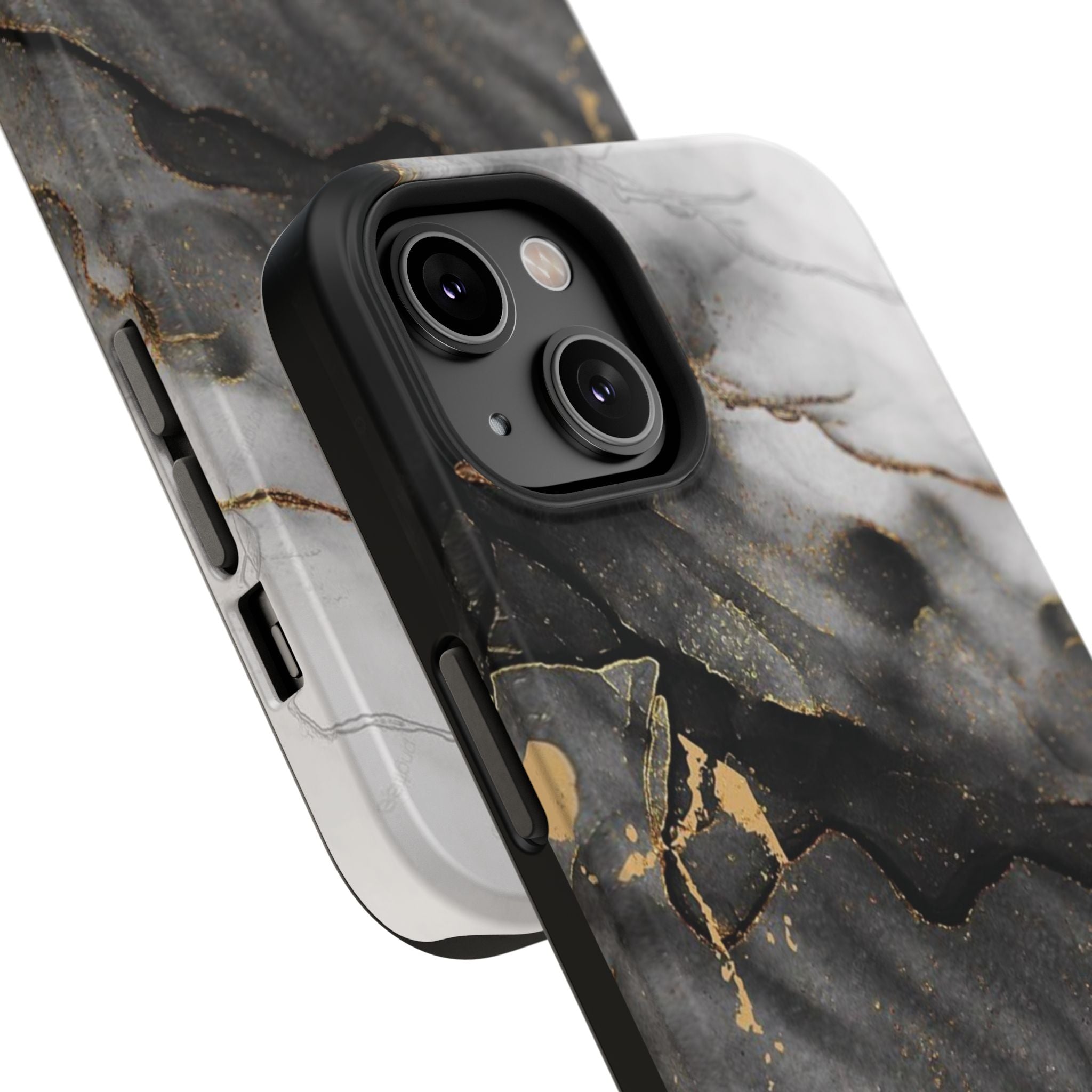 White Noir Marble Gold Foil Magnetic Phone Cases (Minimal)