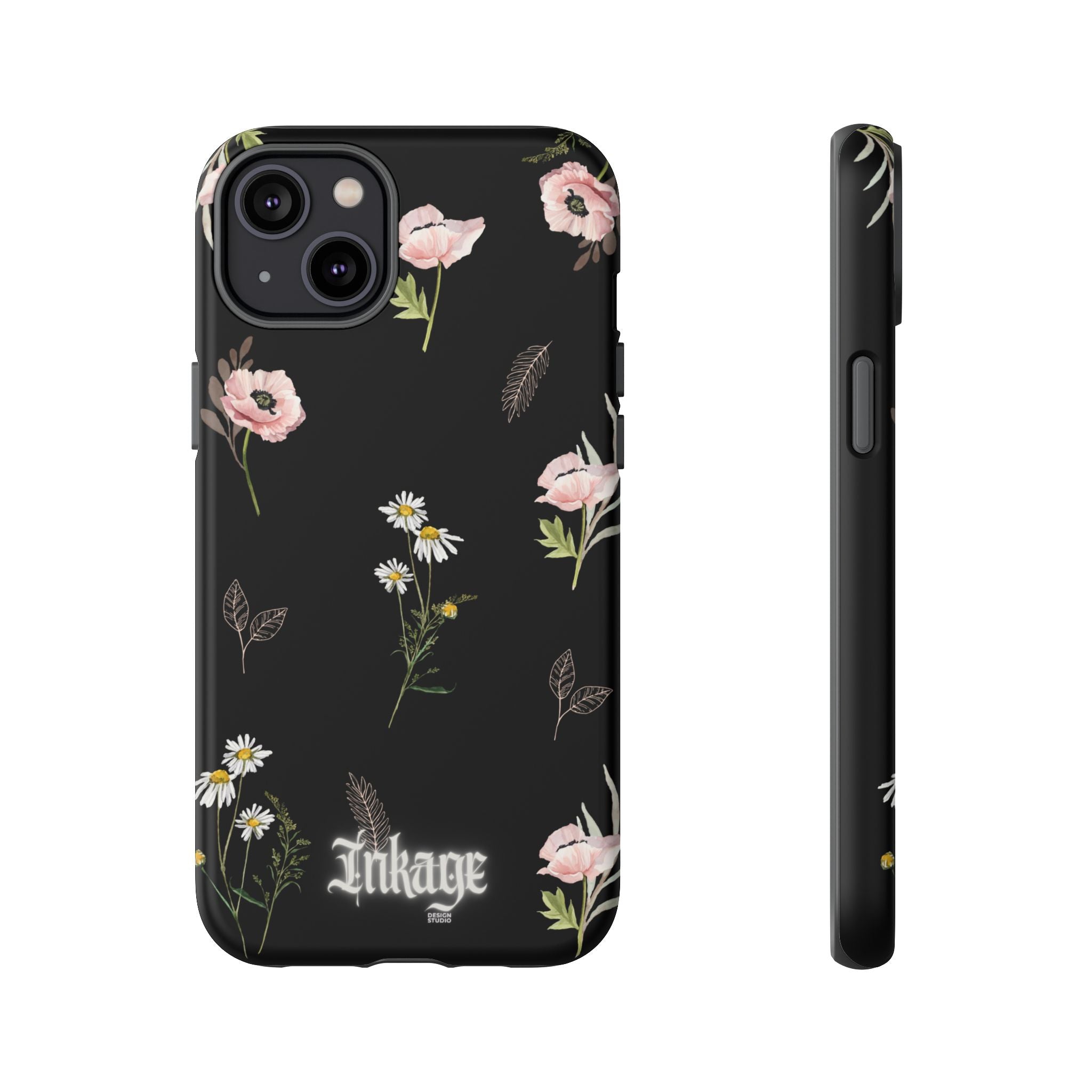Elegant Black Floral Tough Phone Cases (Minimal)